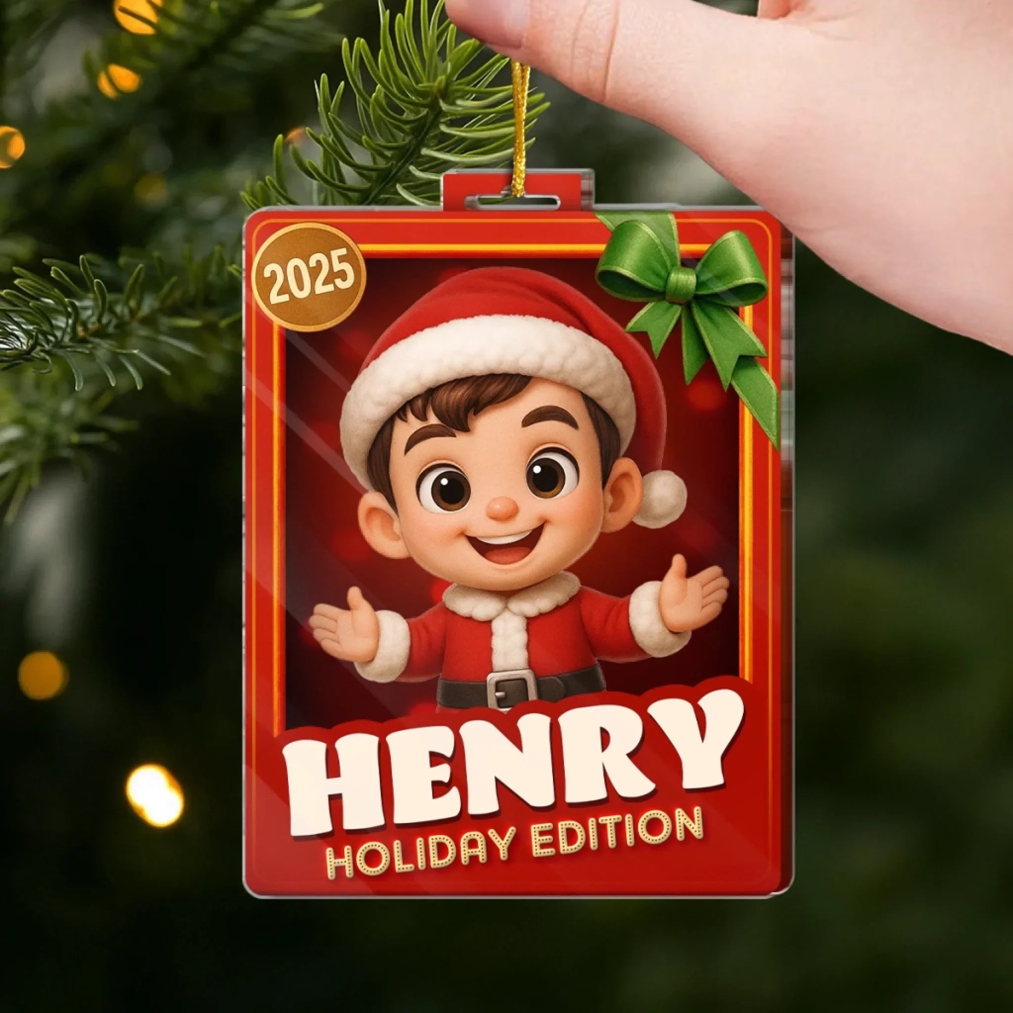 Custom Photo Acrylic Ornament - Personalized Christmas Birthday Gifts For Mom, Dad, Kids - Santa’s Newest Helper