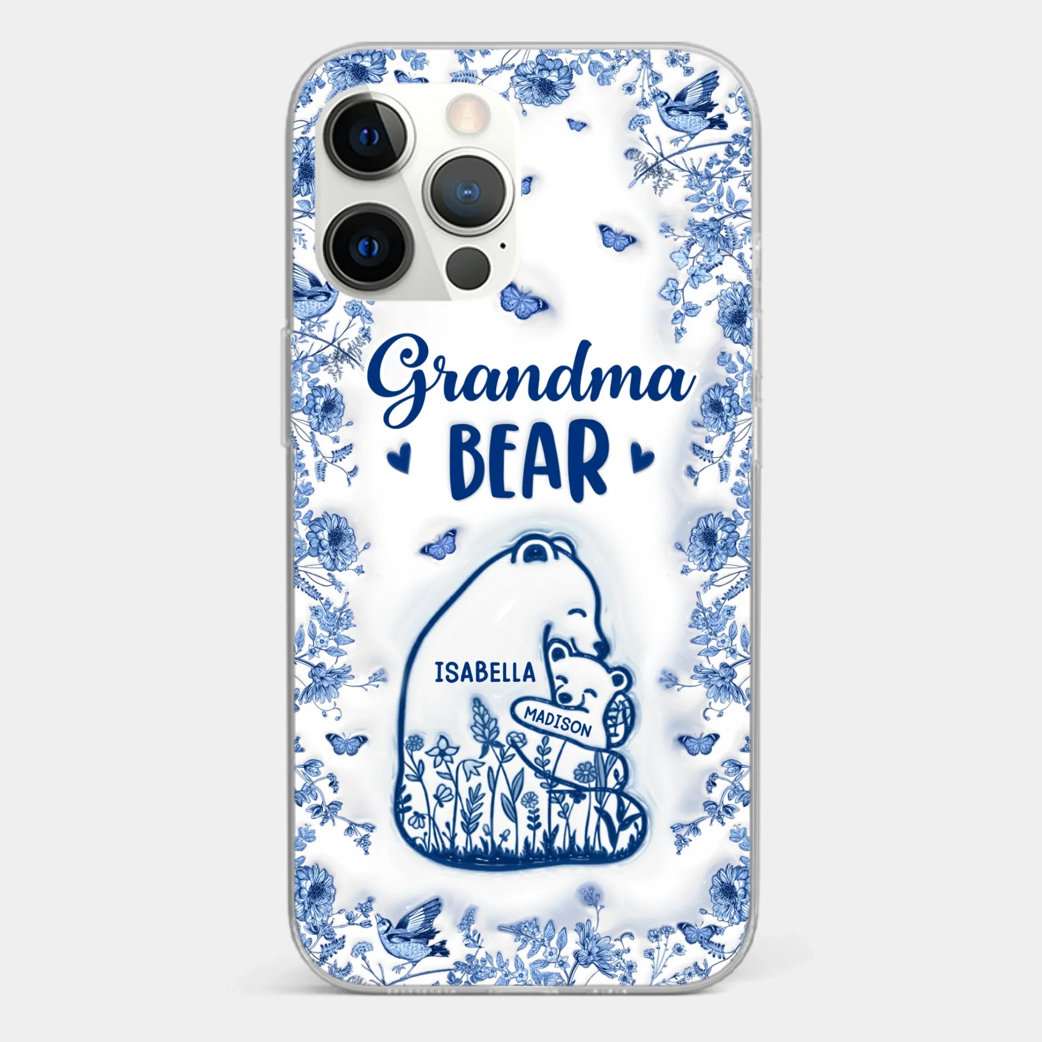 Custom 3D Inflated Effect Printed Clear Phone Case - Personalized Birthday Gifts For Mom, Grandma - Love You Beary Much