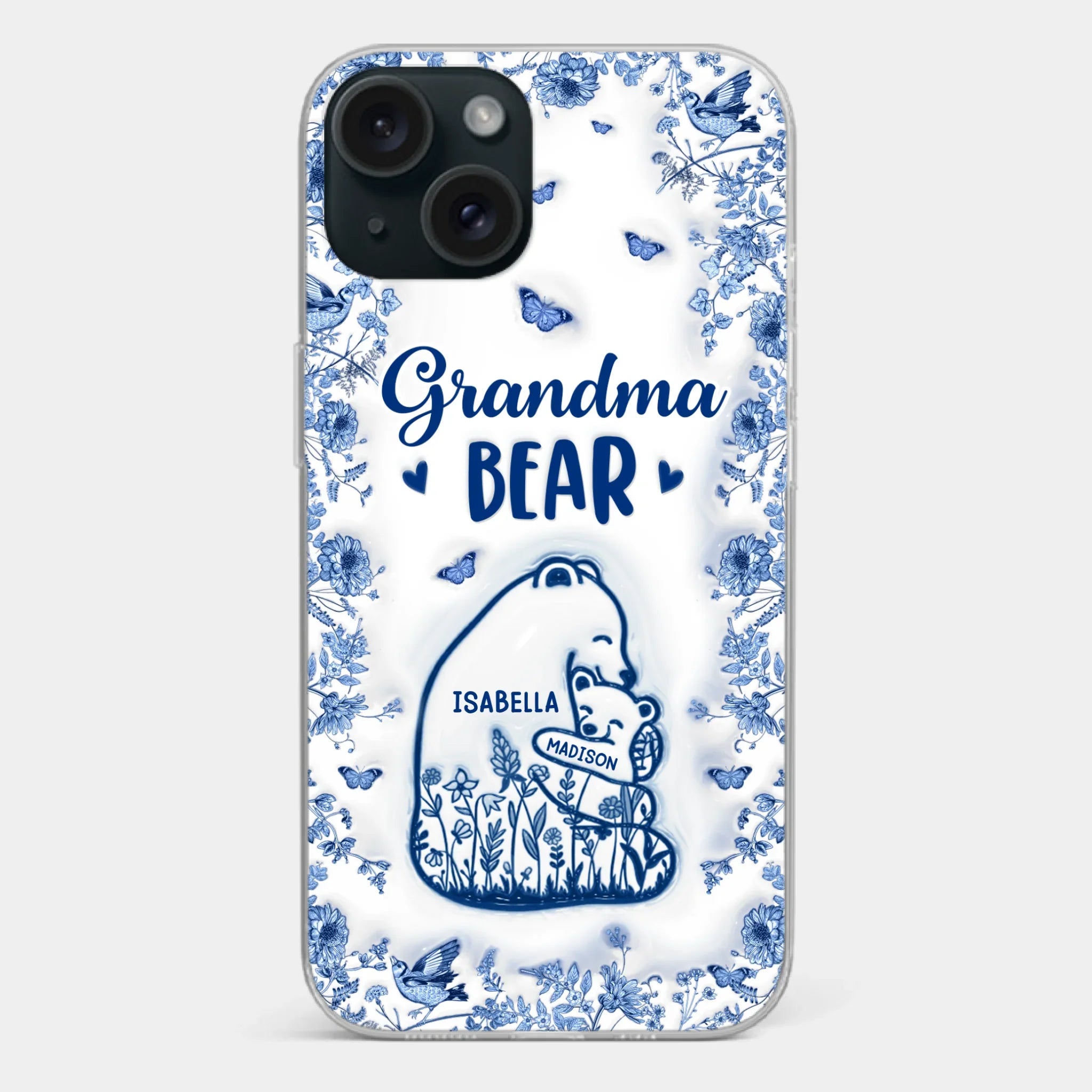 Custom 3D Inflated Effect Printed Clear Phone Case - Personalized Birthday Gifts For Mom, Grandma - Love You Beary Much