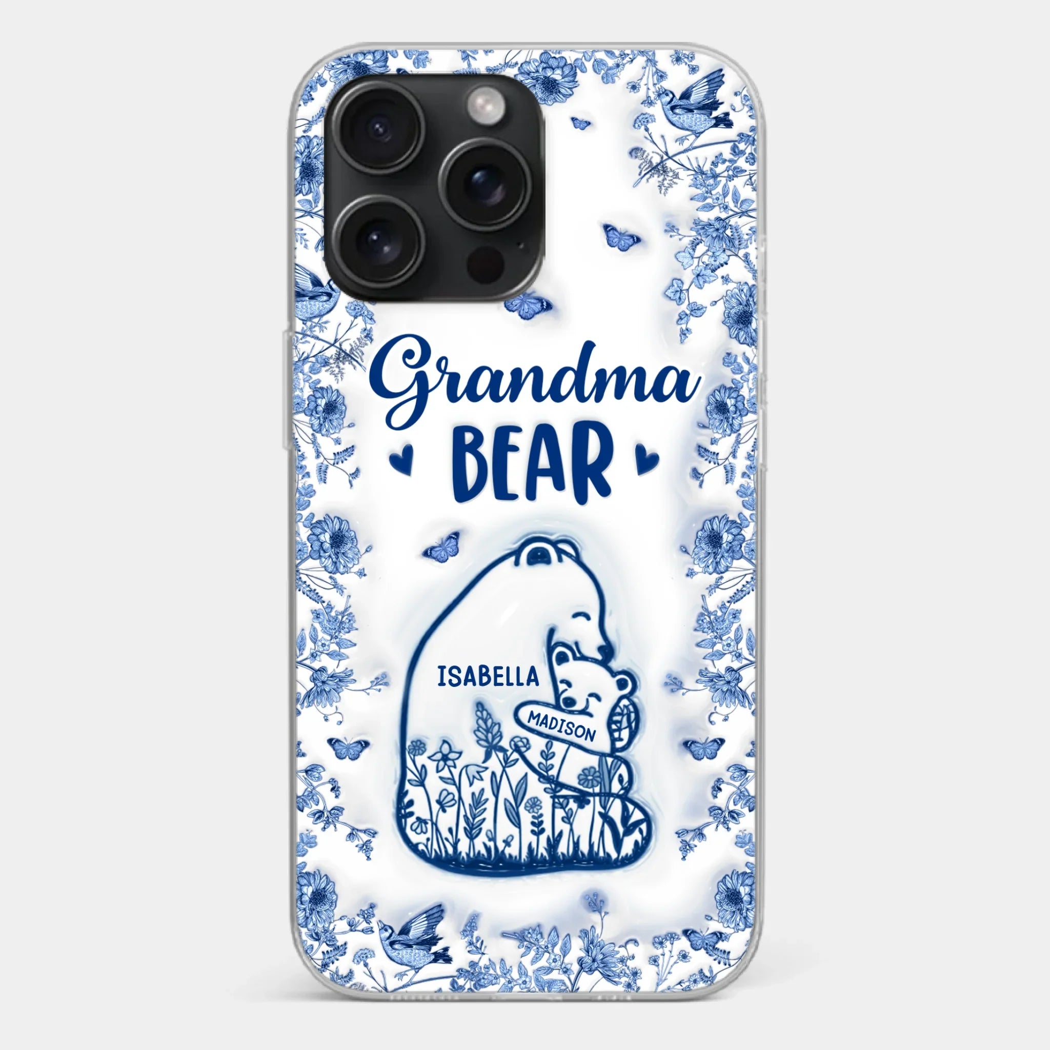 Custom 3D Inflated Effect Printed Clear Phone Case - Personalized Birthday Gifts For Mom, Grandma - Love You Beary Much
