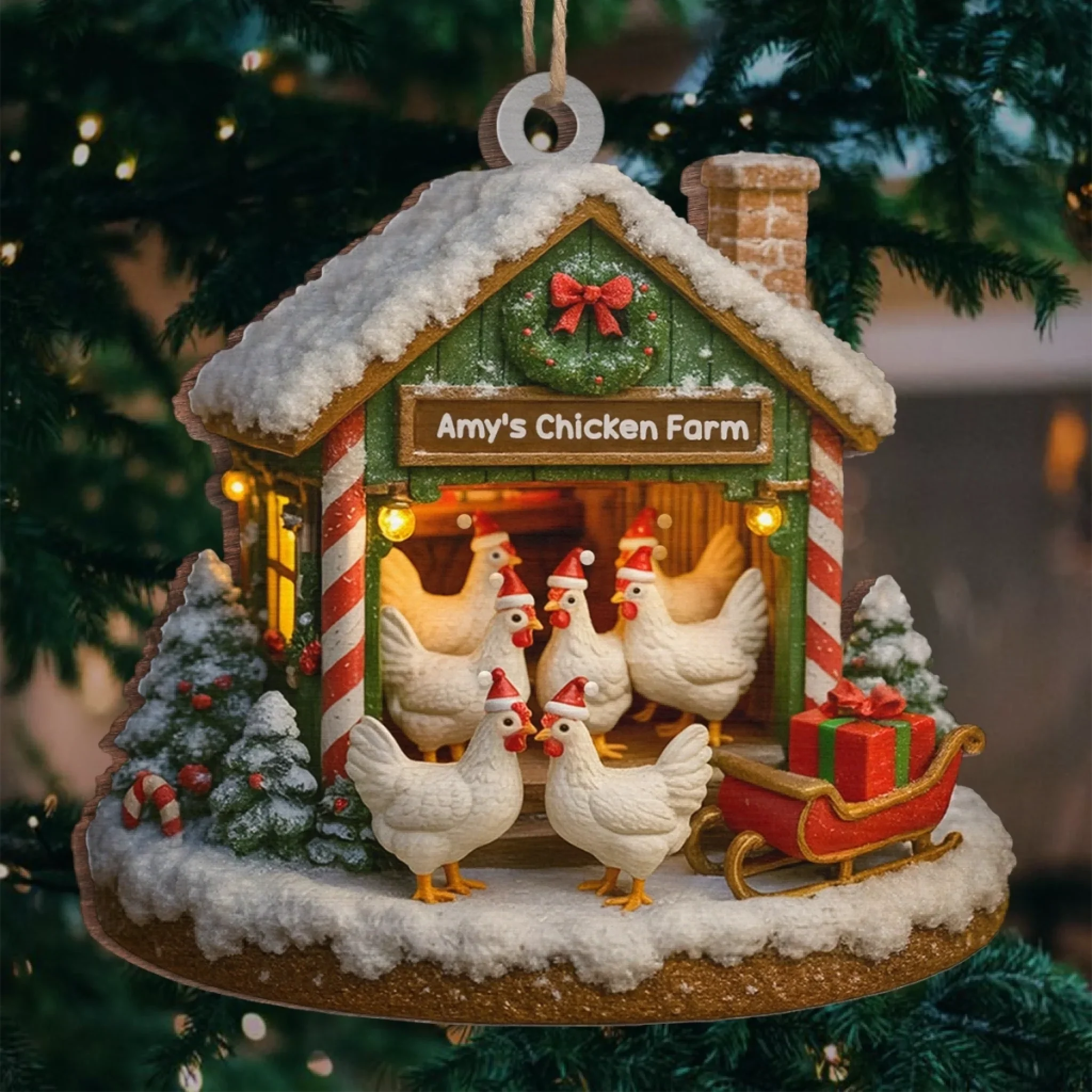 Custom Wood Ornament - Personalized Christmas Birthday Gifts For Women, Men - Merry Chickmas