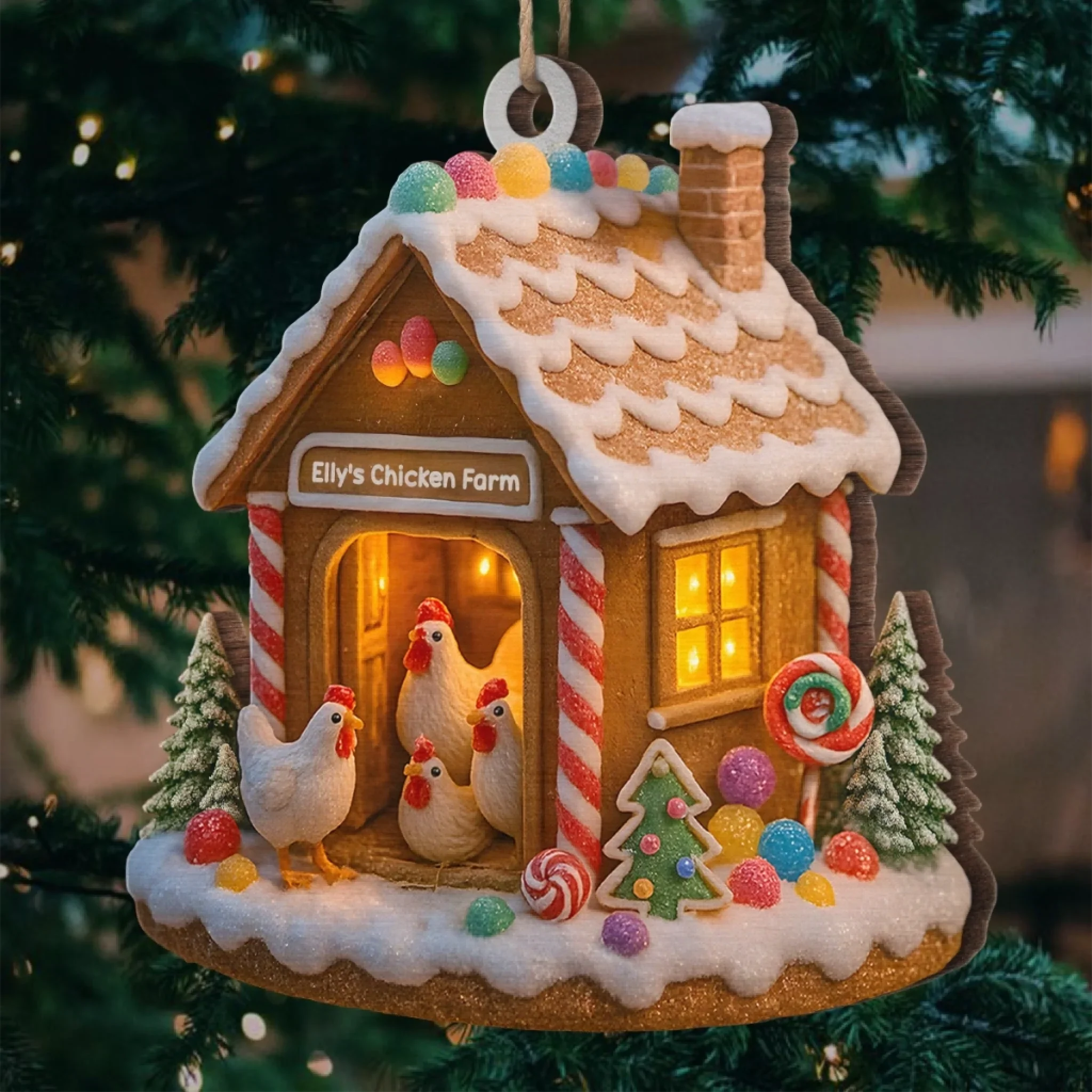 Custom Wood Ornament - Personalized Christmas Birthday Gifts For Women, Men - Sweet Little Chicken Paradise