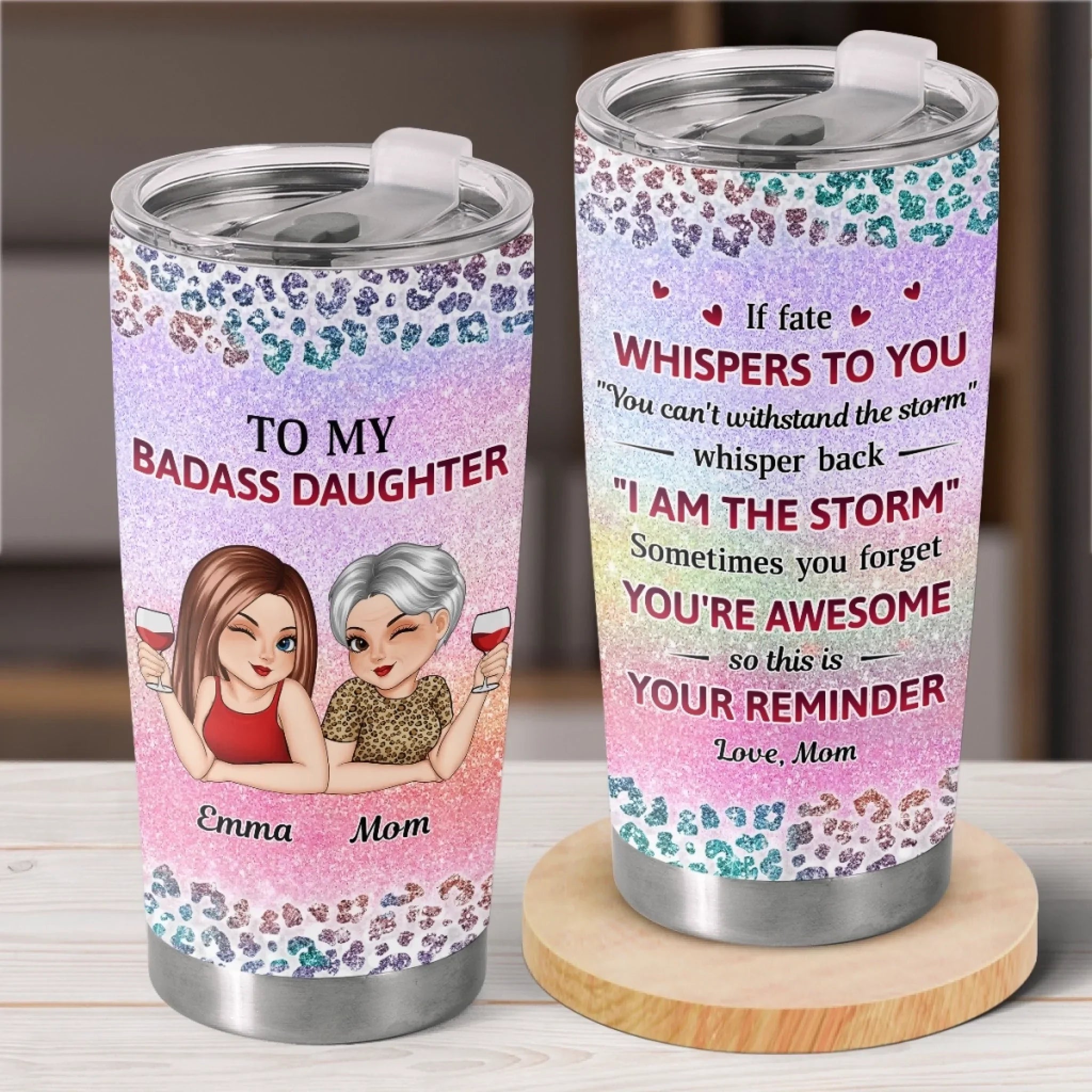 Custom Tumbler - Personalized Birthday Gifts For Mom, Grandma, Daughter, Granddaughter - Strong Like You, Loved By Me