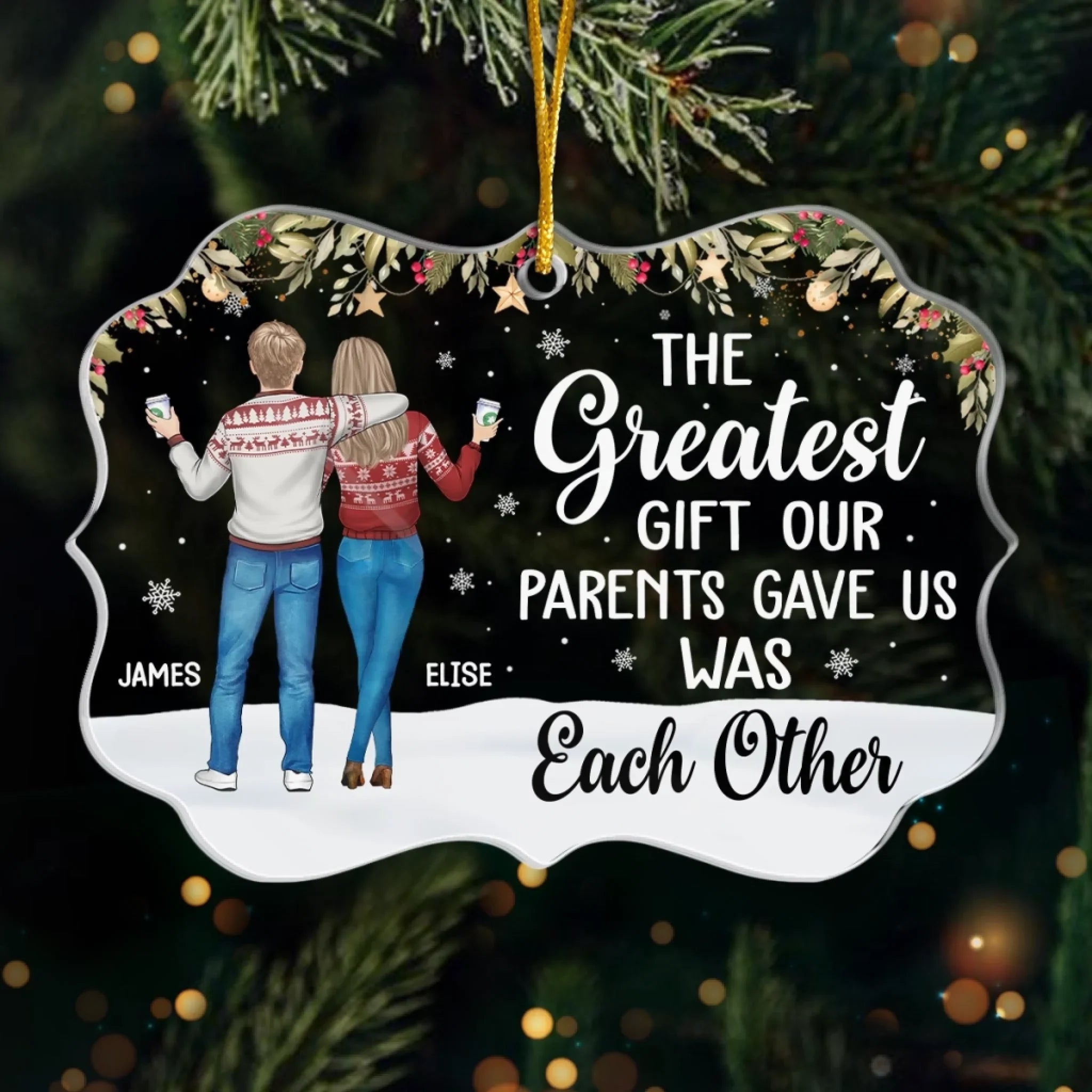 Custom Acrylic Ornament - Personalized Christmas Birthday Gifts For Brother, Sister - Blessed With Each Other
