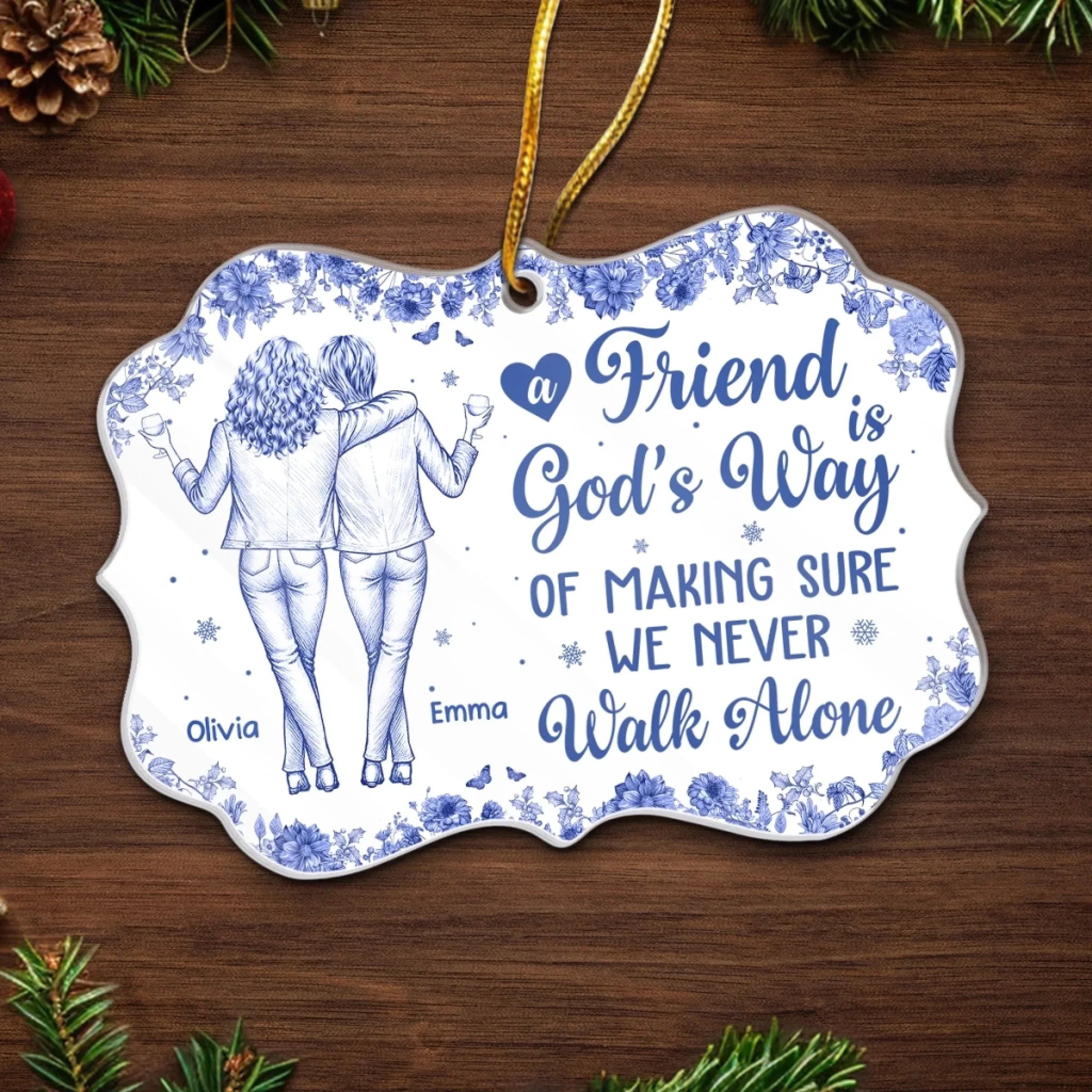 Custom Acrylic Ornament - Personalized Christmas Best Friend Birthday Gifts For Women, Besties, Sisters, BFF - Growing Old Side By Side