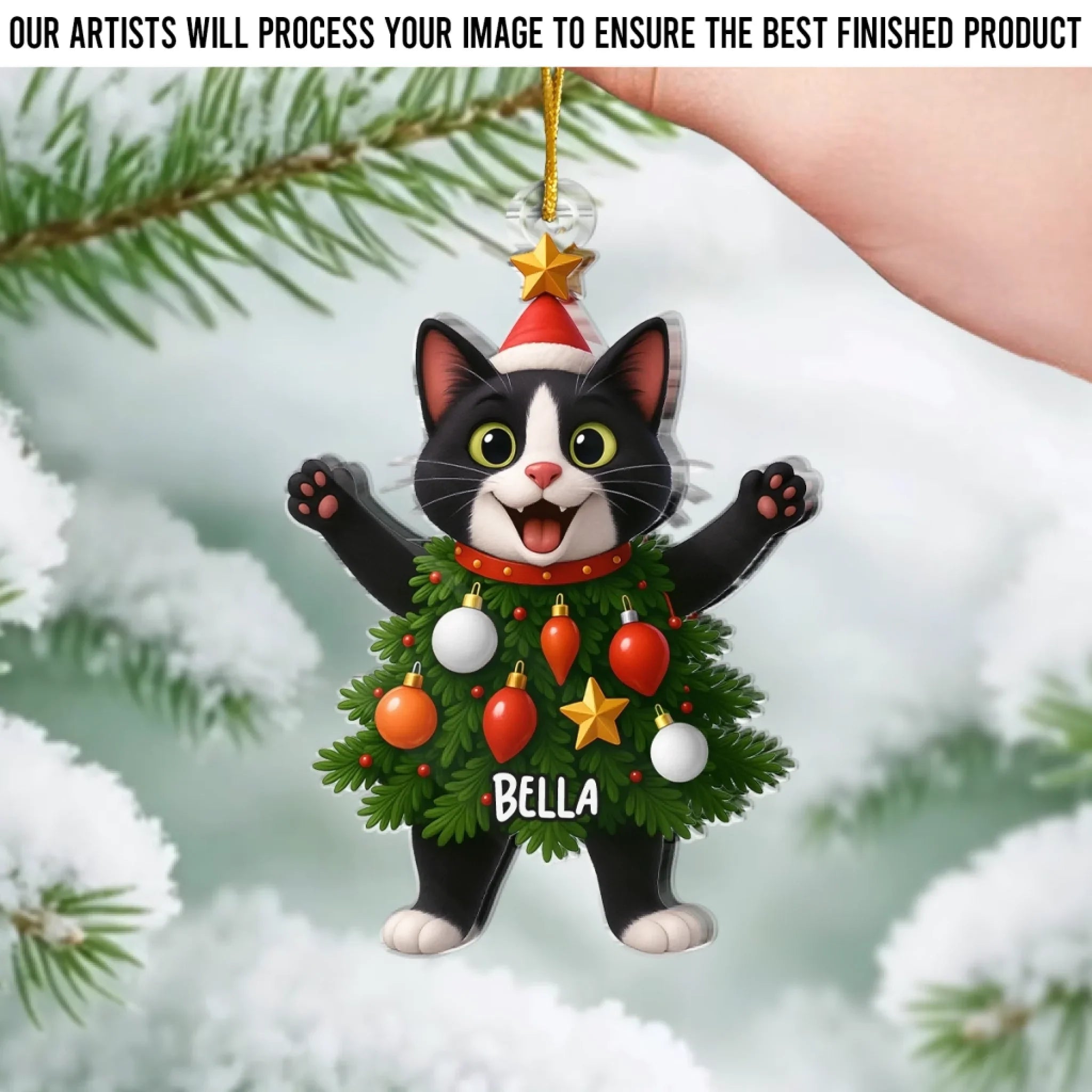 Custom Photo Acrylic Ornament - Personalized Christmas Birthday Gifts For Dog Cat Lovers, Dog Dad And Mom, Cat Owners - Festive Fur Real
