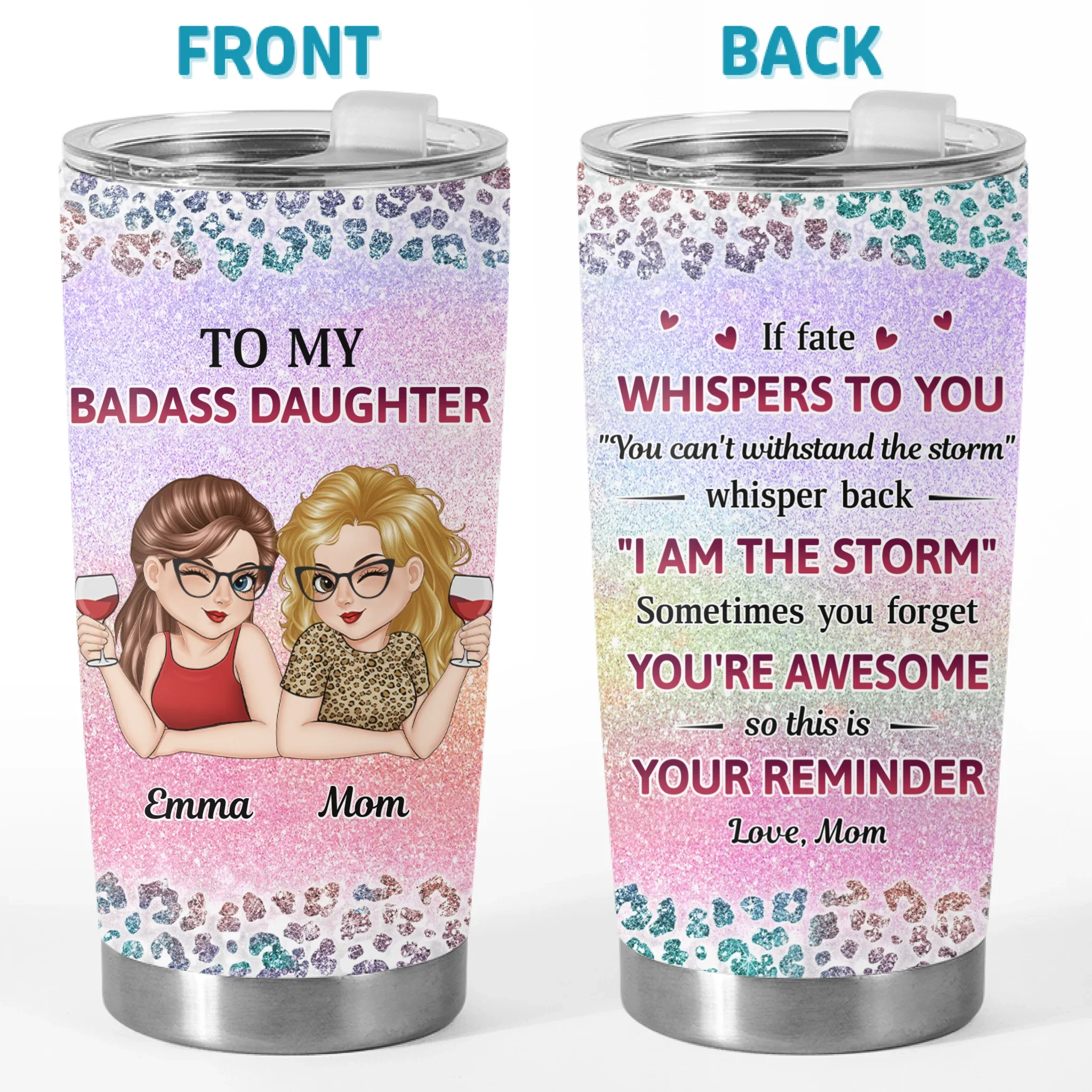 Custom Tumbler - Personalized Birthday Gifts For Mom, Grandma, Daughter, Granddaughter - Strong Like You, Loved By Me