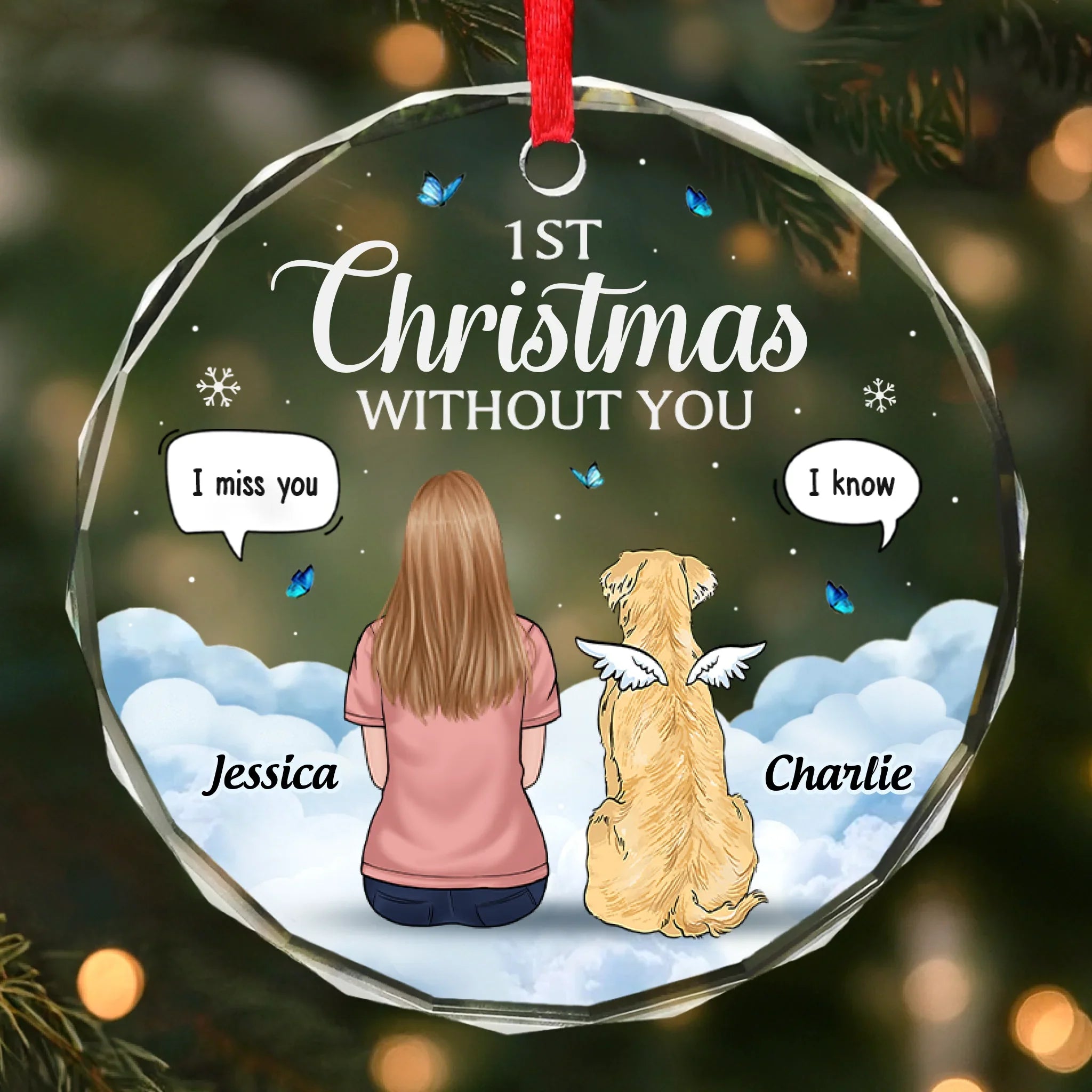 Custom Circle Glass Ornament - Personalized Pet Christmas Memorial Sympathy Gifts For Dogs - Missing You Always