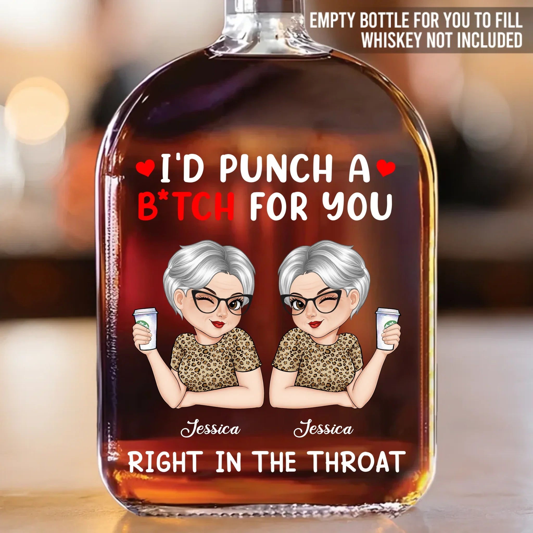 Partners In Crime - Bestie Personalized Custom Whiskey Bottle - Gift For Best Friends, BFF, Sisters
