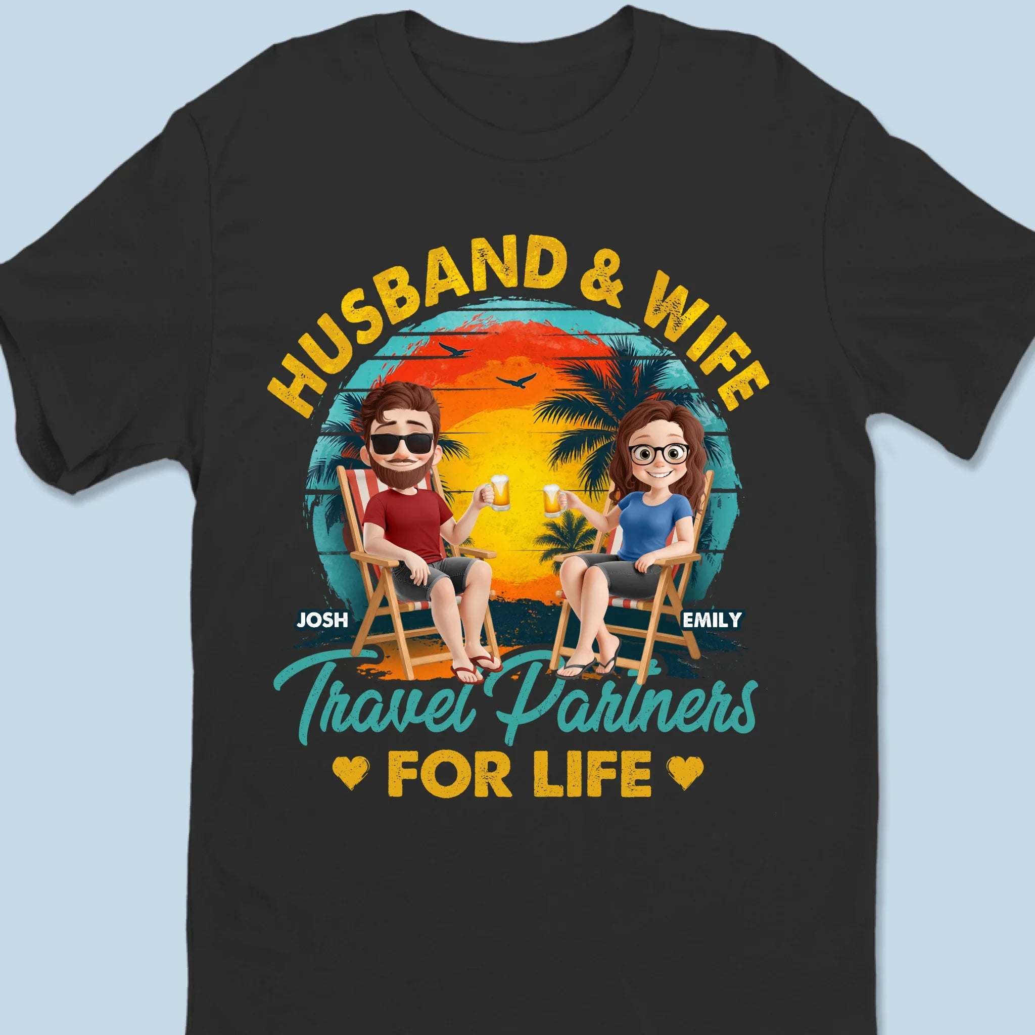 Couples Who Roam Together - Couple Personalized Custom Unisex T-shirt, Premium T-shirt, Hoodie - Summer Vacation Gift For Husband Wife, Anniversary, Travel Lovers