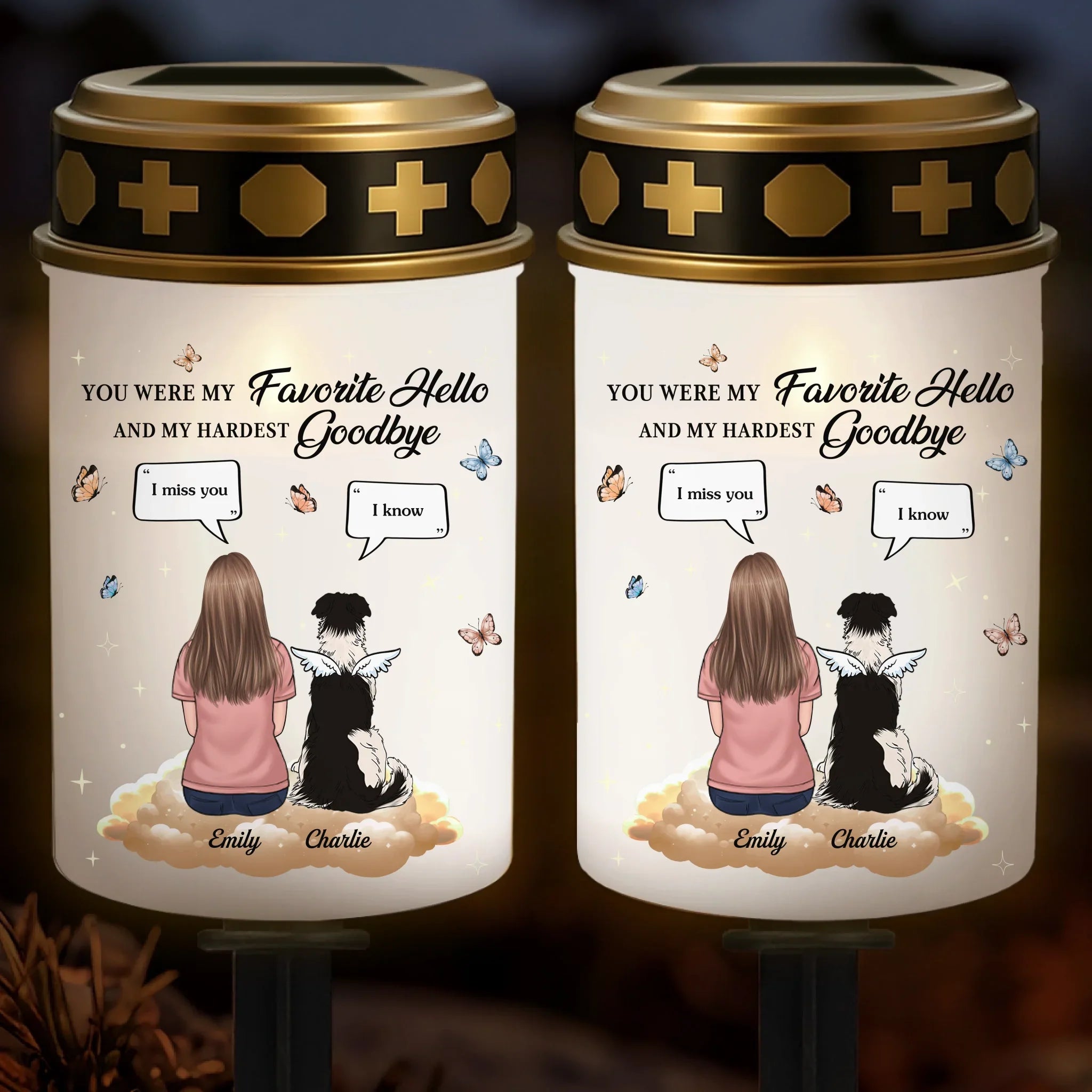 Custom Solar Stake Lights - Personalized Pet Memorial Sympathy Gifts For Dogs - My Hardest Goodbye, Forever Missed