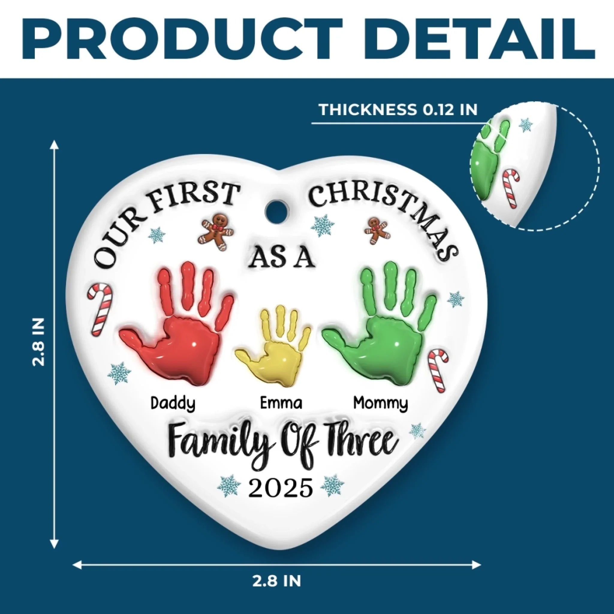 Custom Ceramic Ornament - Personalized Christmas Birthday Gifts For Mom, Dad, Kids - Together We Are Stronger copy