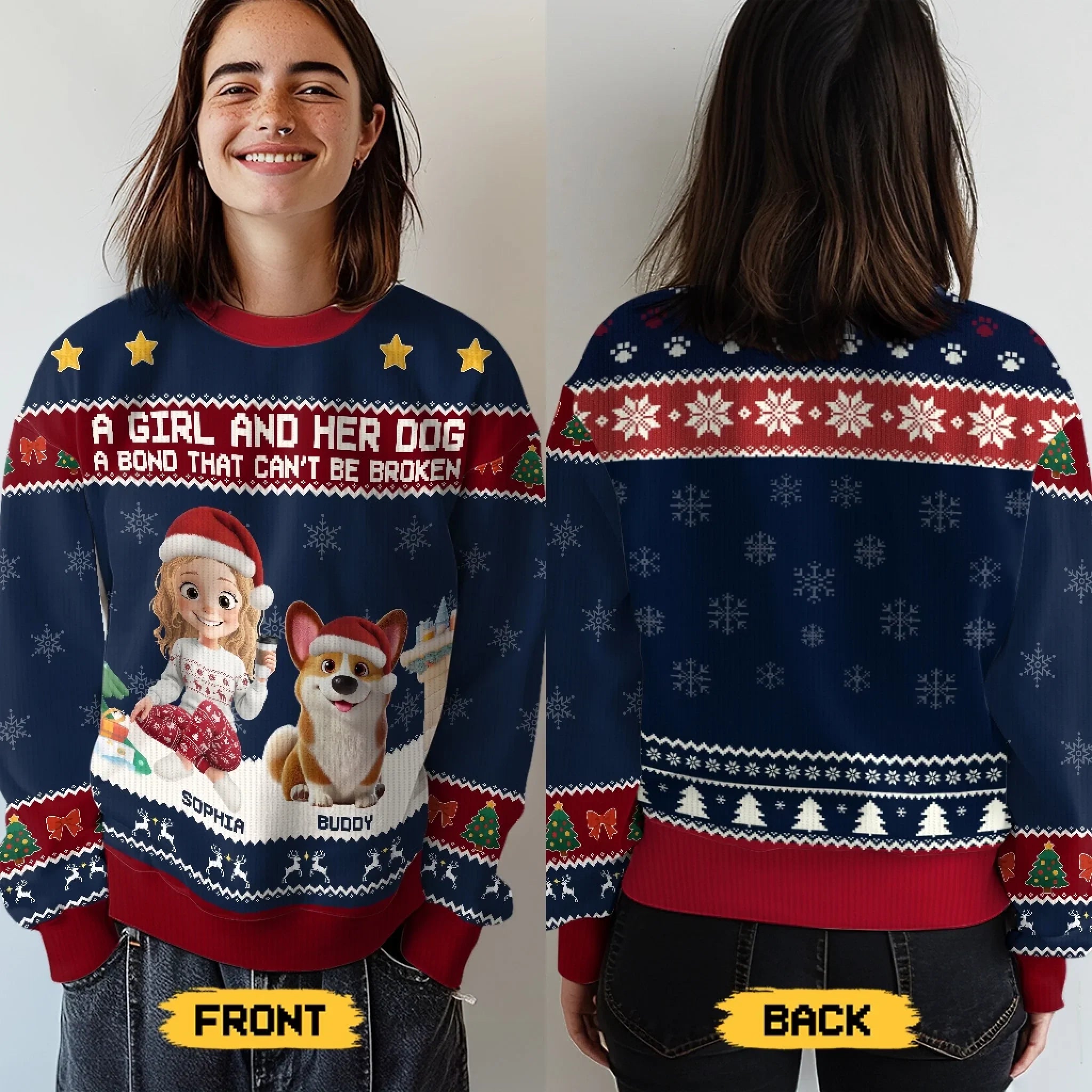 Custom Unisex Ugly Sweatshirt - Personalized Christmas Birthday Gifts For Dog Cat Lovers, Dog Dad And Mom, Cat Owners - Forever My Fur Family