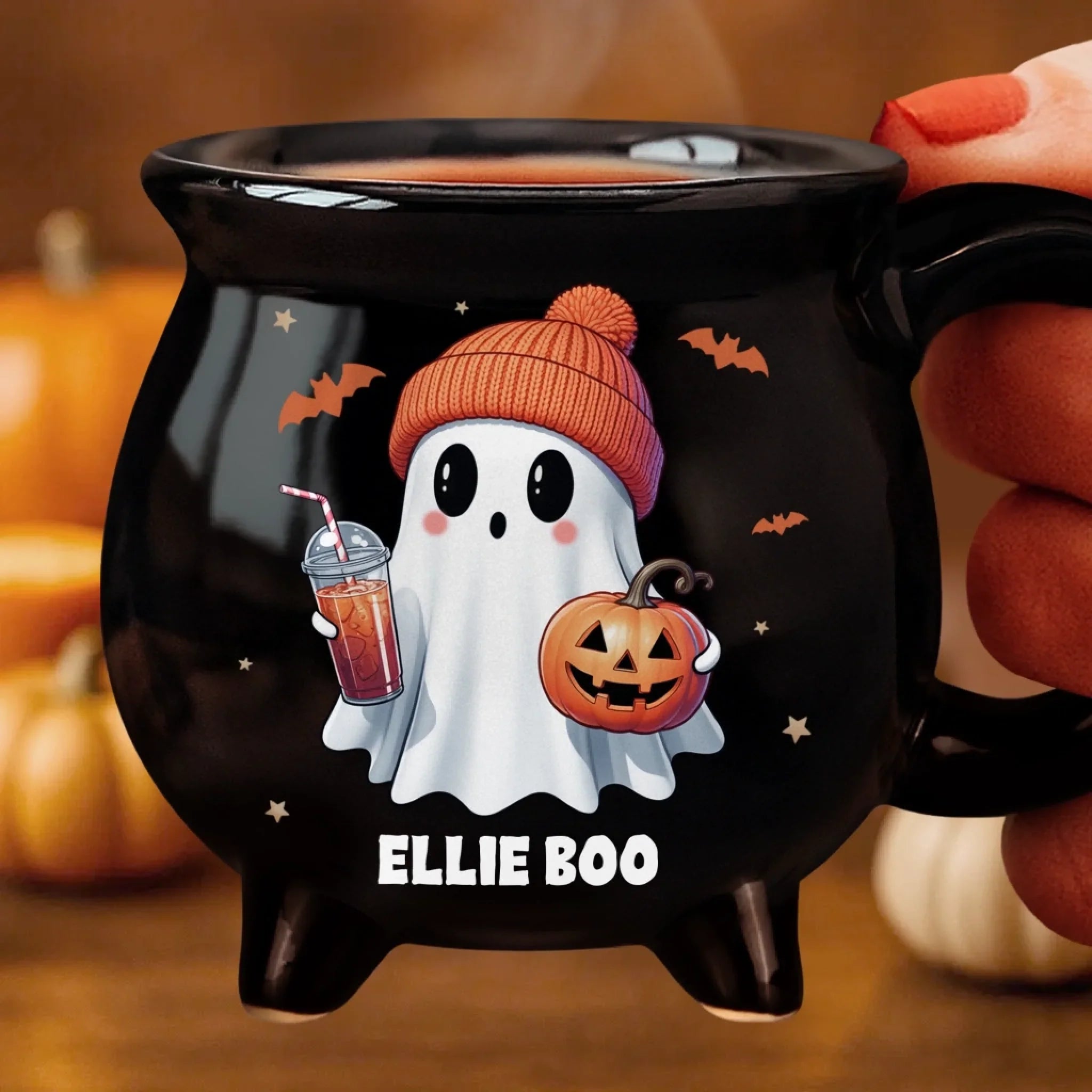 Custom 12oz Ceramic Cauldron Coffee Mug - Personalized Halloween Witchy Gifts For Besties, Sisters, BFF, Family, Yourself - Trick Or Treat Yourself