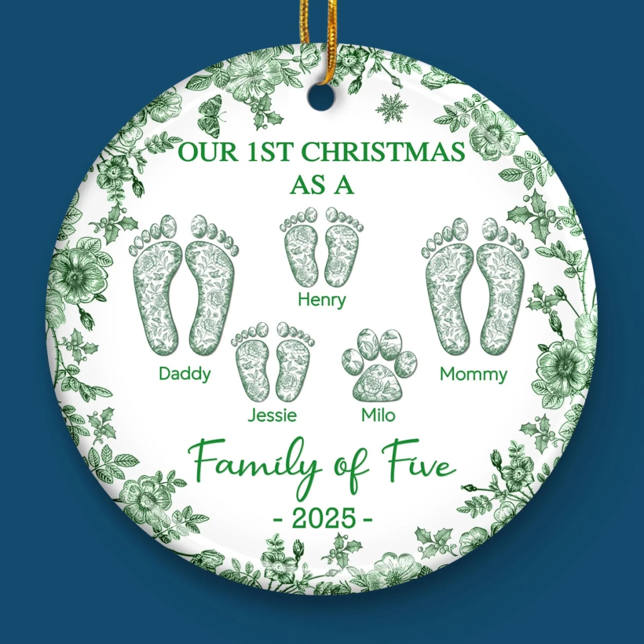 Custom Ceramic Ornament - Personalized Christmas Birthday Gifts For Mom, Dad, Kids - Love Wrapped In Christmas Joy