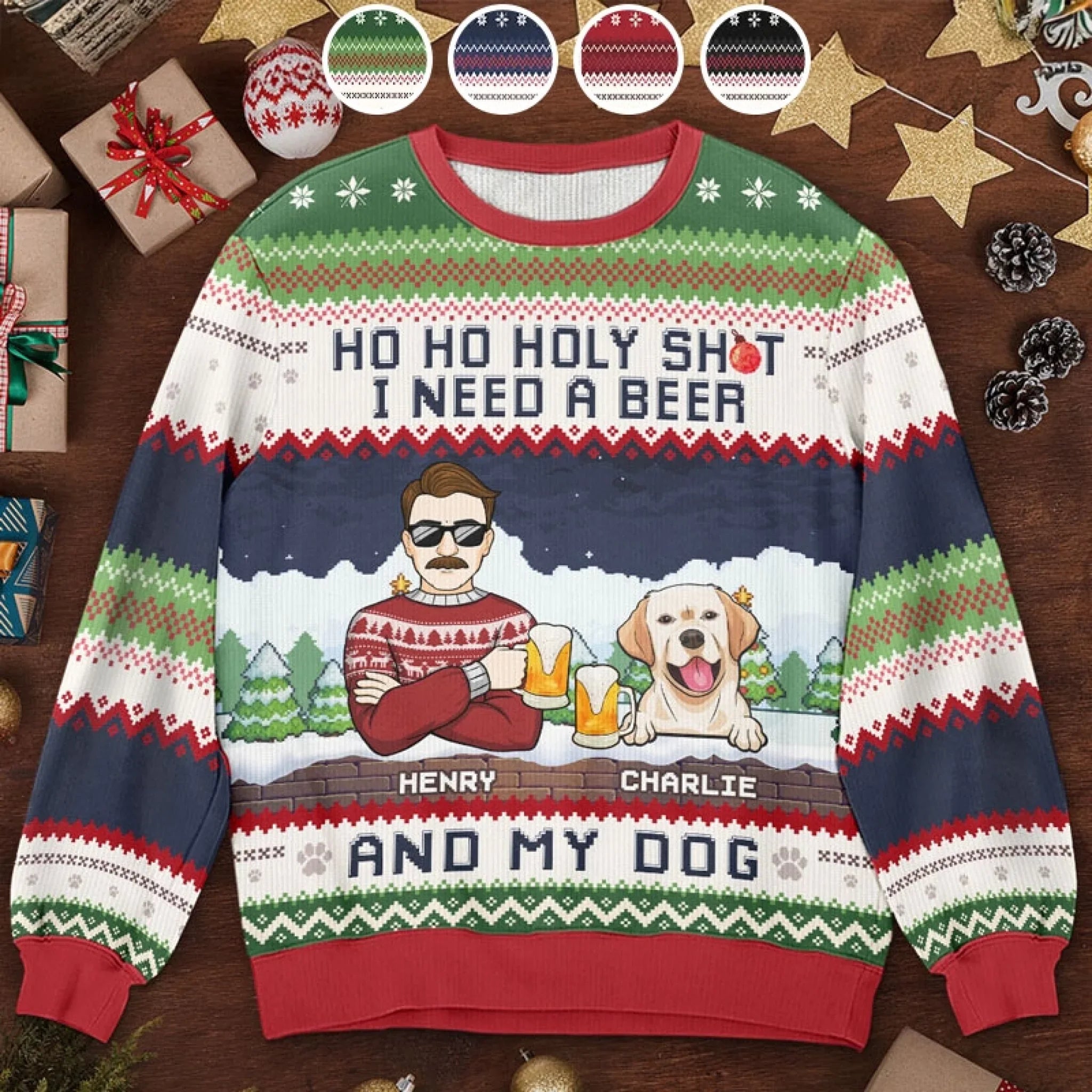 We Need A Beer And Our Cats - Dog & Cat Personalized Custom Ugly Sweatshirt - Unisex Wool Jumper - Christmas Gift For Husband Wife, Pet Owners, Pet Lovers
