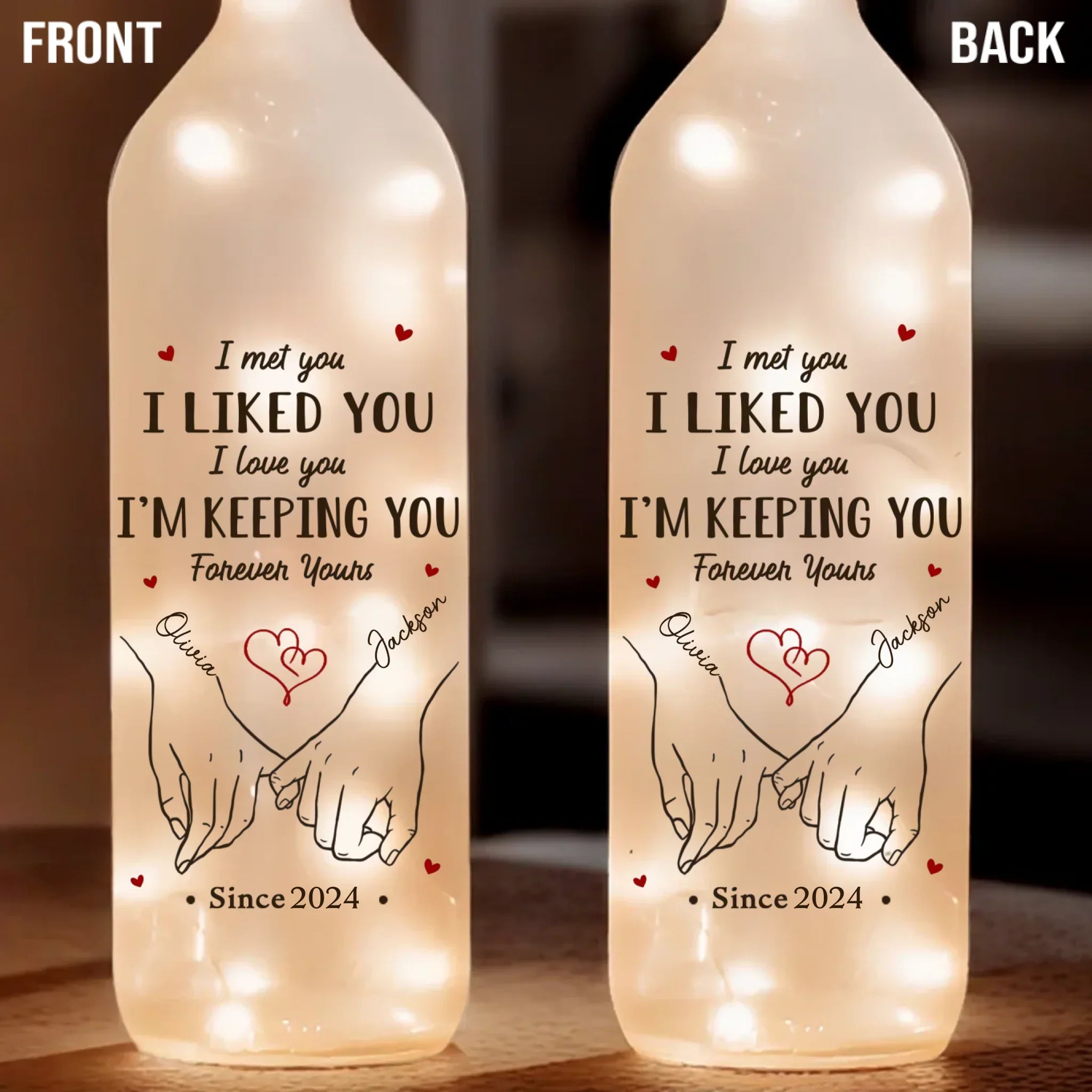With You, I Can Be Myself - Couple Personalized Custom Bottle Lamp - Gift For Husband Wife, Anniversary