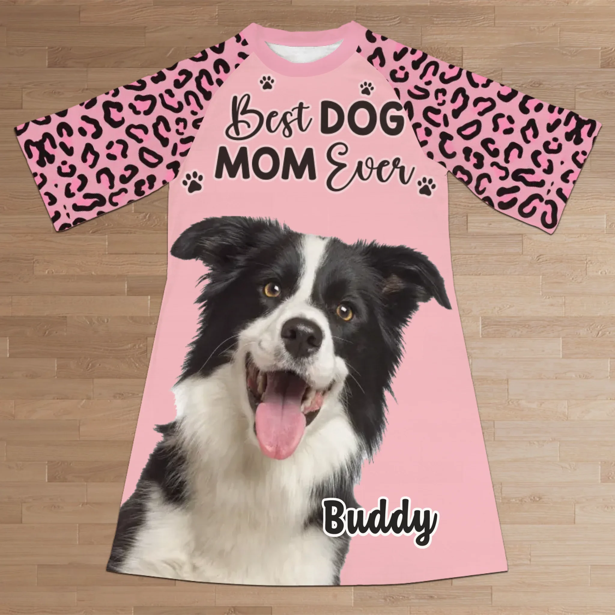 Custom Photo Happiness Is A Pup By Your Side - Dog & Cat Personalized Custom Women's Sleep Tee - Gift For Pet Owners, Pet Lovers
