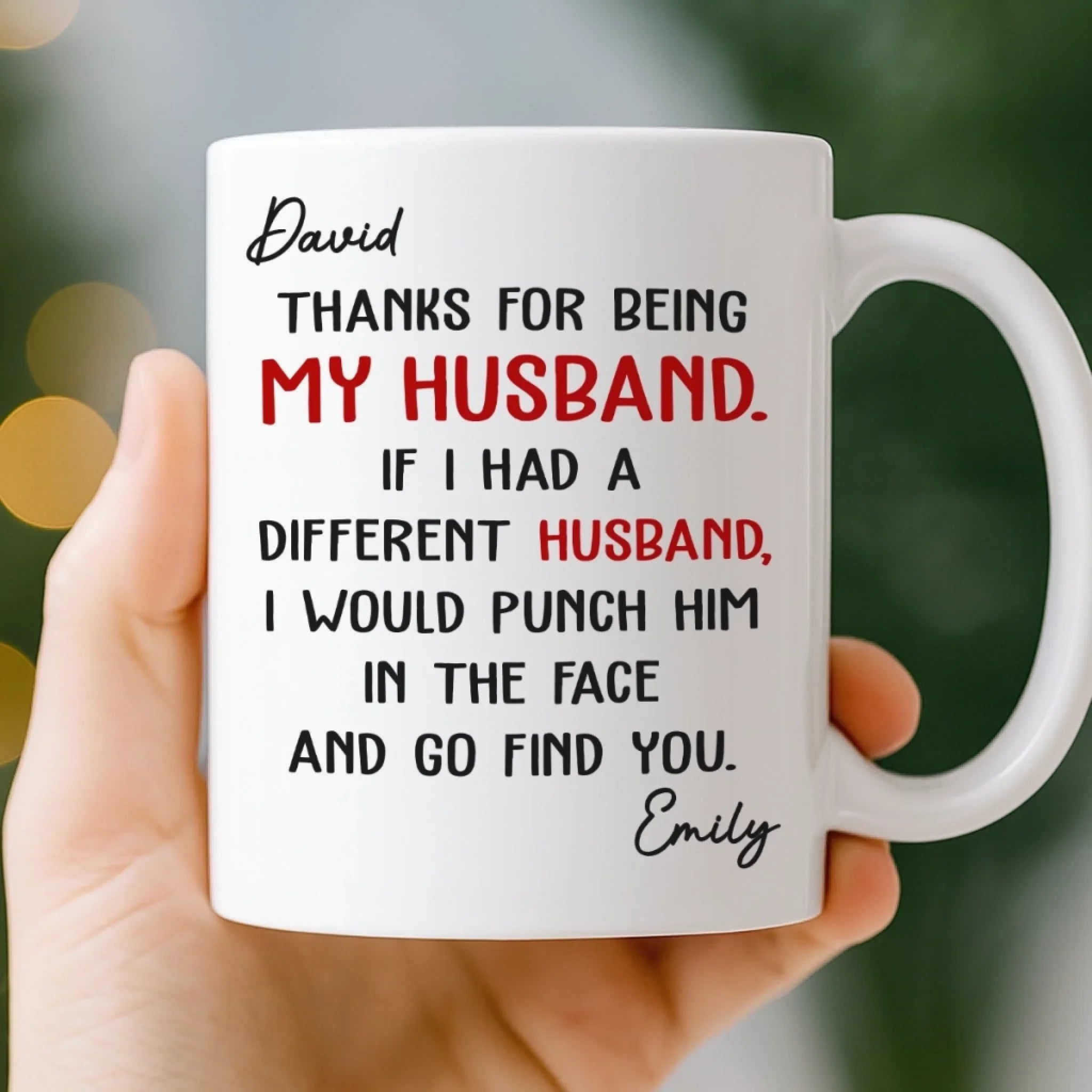 Custom Mug - Personalized Anniversary Christmas Wedding Gifts For Husband And Wife, Him And Her - You’re Lucky I Love You