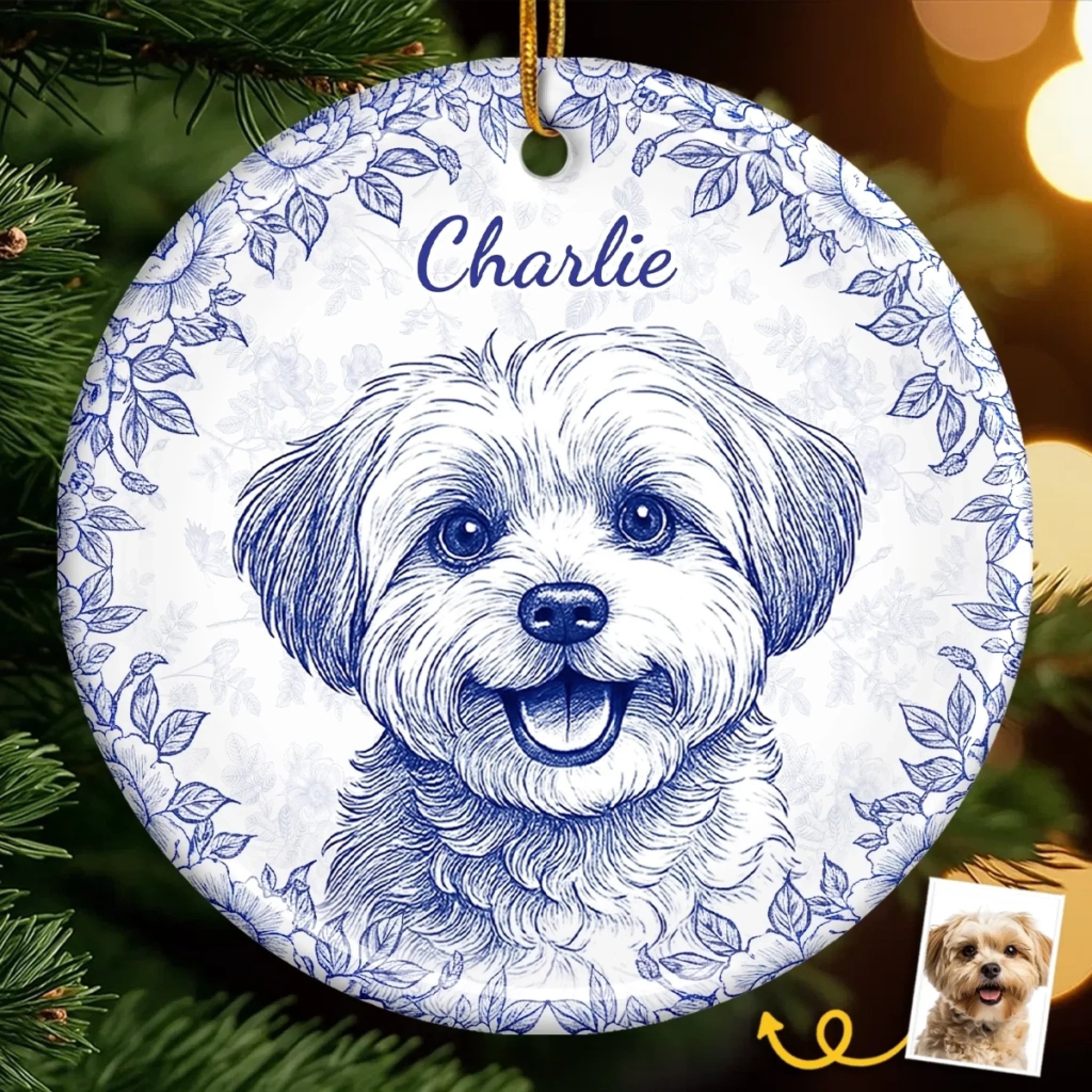 Custom Photo Ceramic Ornament - Personalized Christmas Birthday Gifts For Dog Cat Lovers, Dog Dad And Mom, Cat Owners - Little Paws, Forever Love