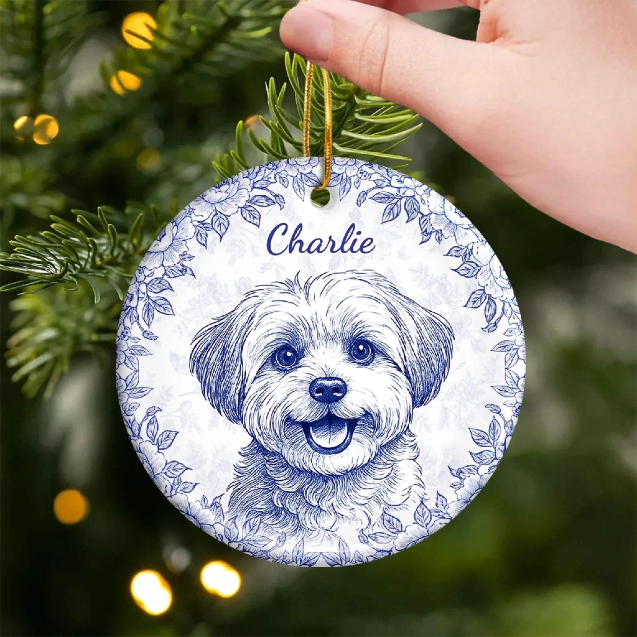 Custom Photo Ceramic Ornament - Personalized Christmas Birthday Gifts For Dog Cat Lovers, Dog Dad And Mom, Cat Owners - Little Paws, Forever Love