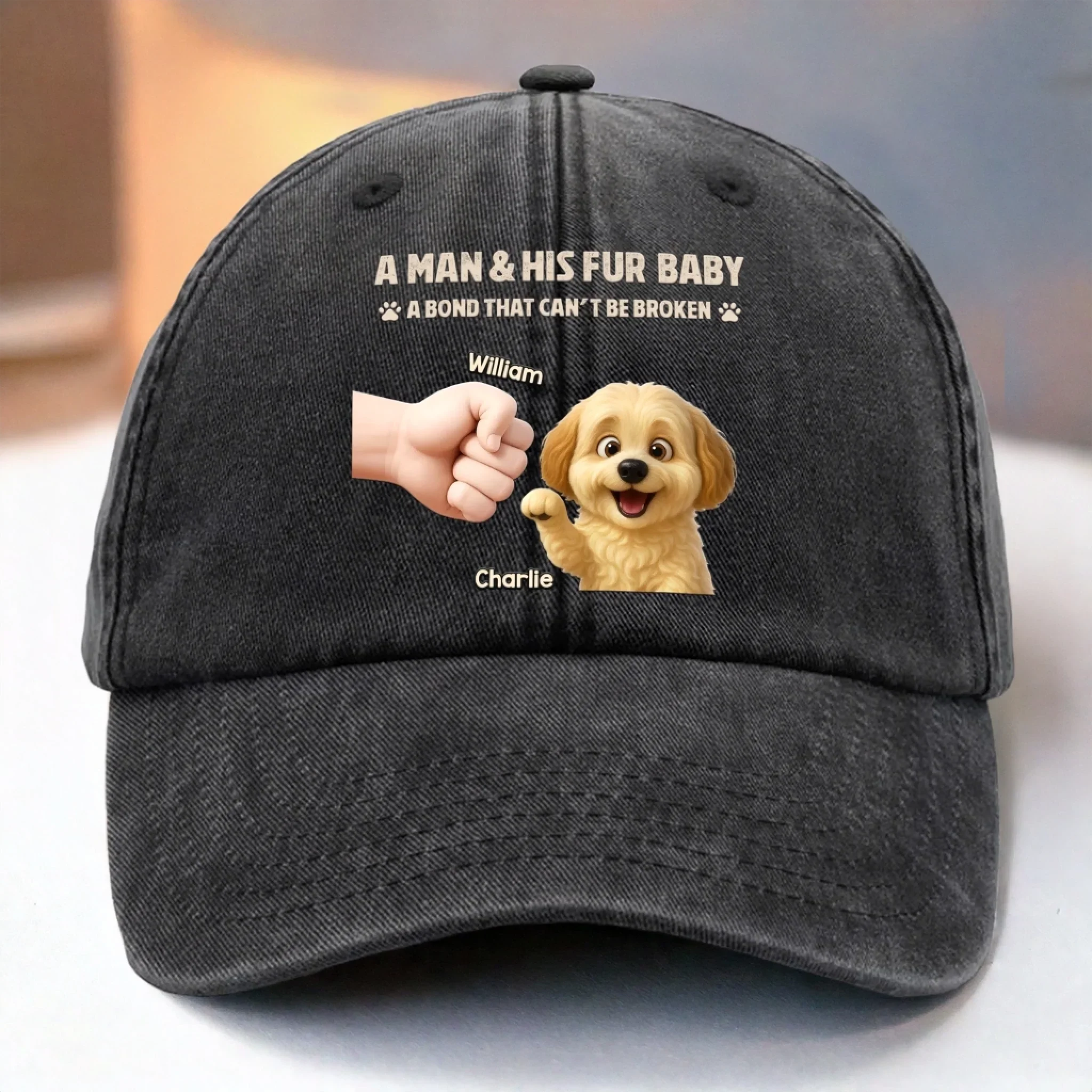 Custom Vintage Washed Denim Baseball Cap - Personalized Christmas Birthday Gifts For Dog Cat Lovers, Dog Dad And Mom, Cat Owners - Best Bro Comes With Fur