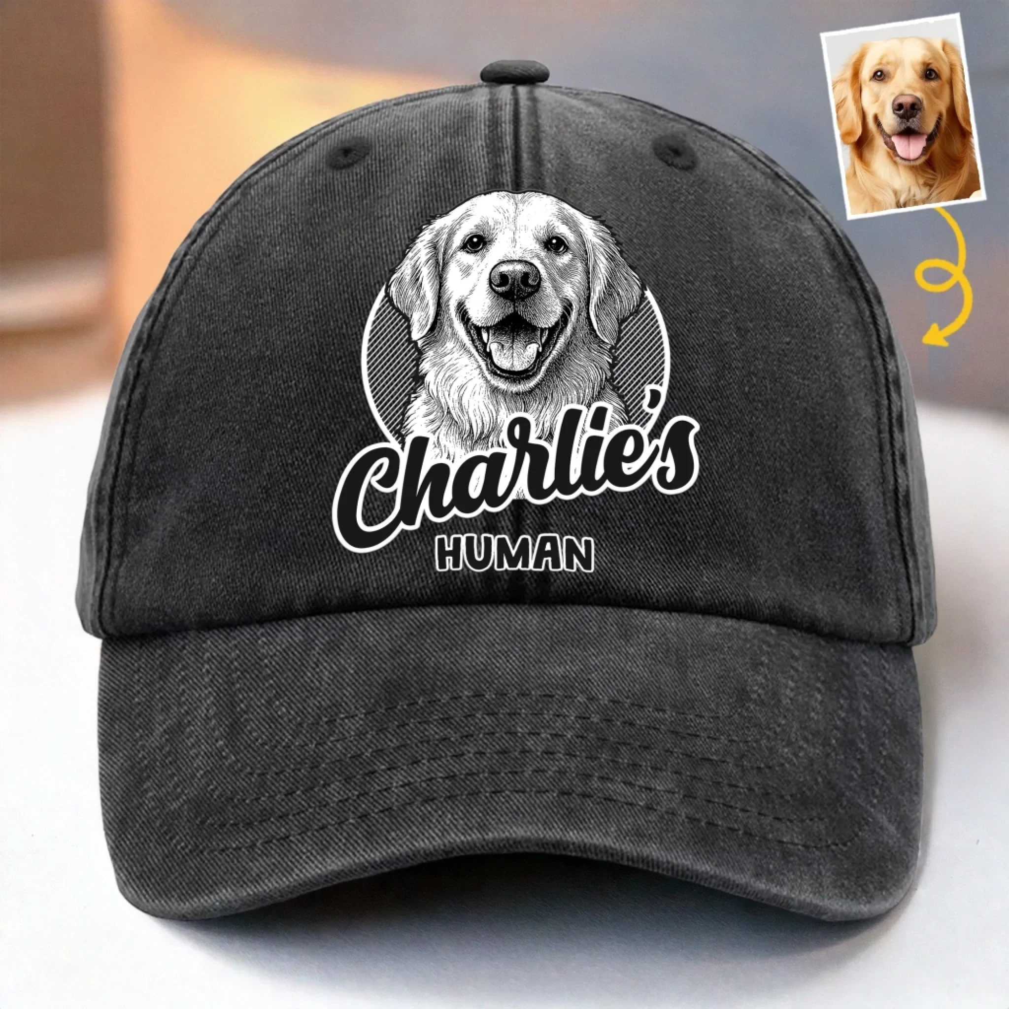 Custom Photo Vintage Washed Denim Baseball Cap - Personalized Birthday Gifts For Dog Cat Lovers, Dog Dad And Mom, Cat Owners - Fur Baby Obsessed