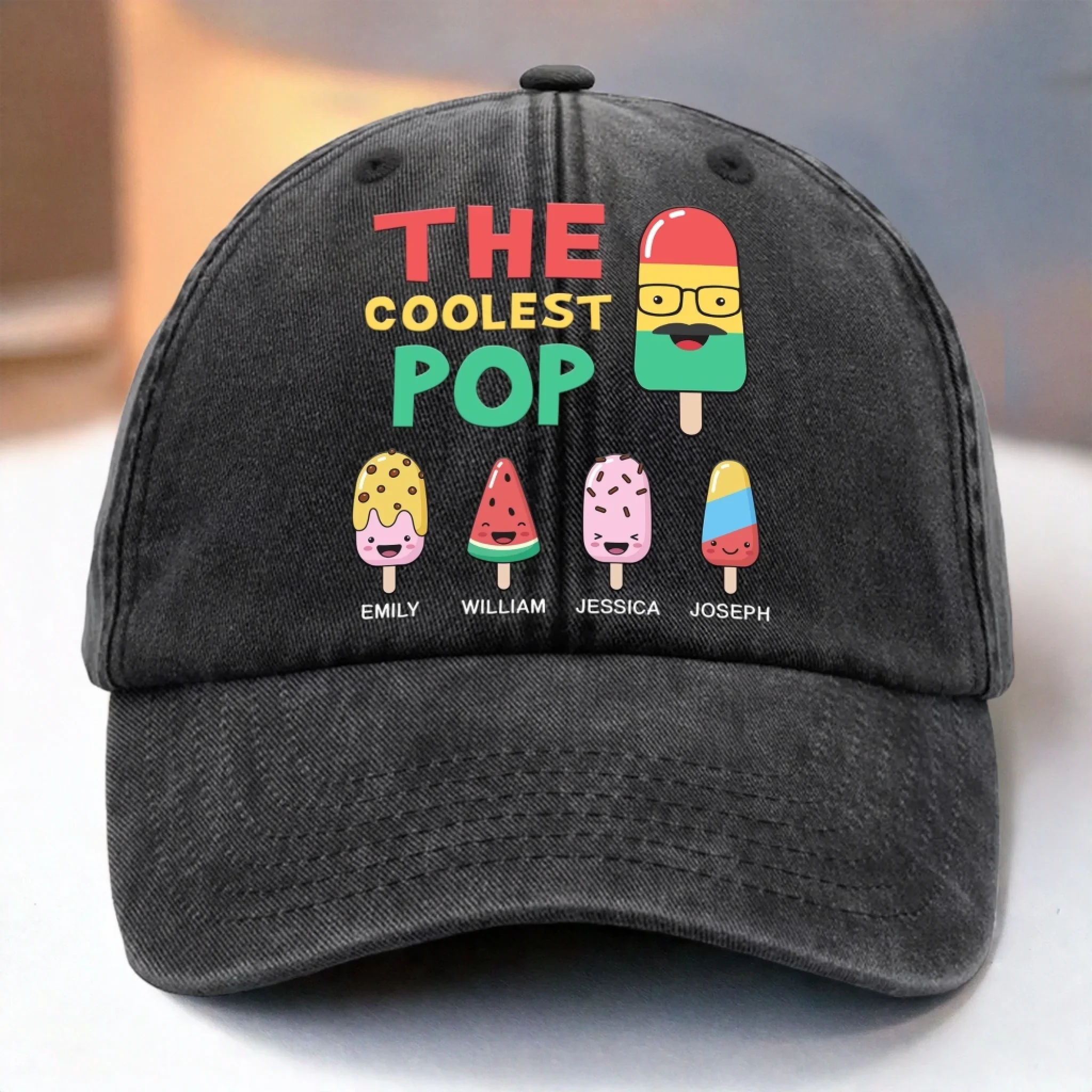 Custom Vintage Washed Denim Baseball Cap - Personalized Birthday Gifts For Dad, Grandpa - Growing Up With Your Guiding Strength