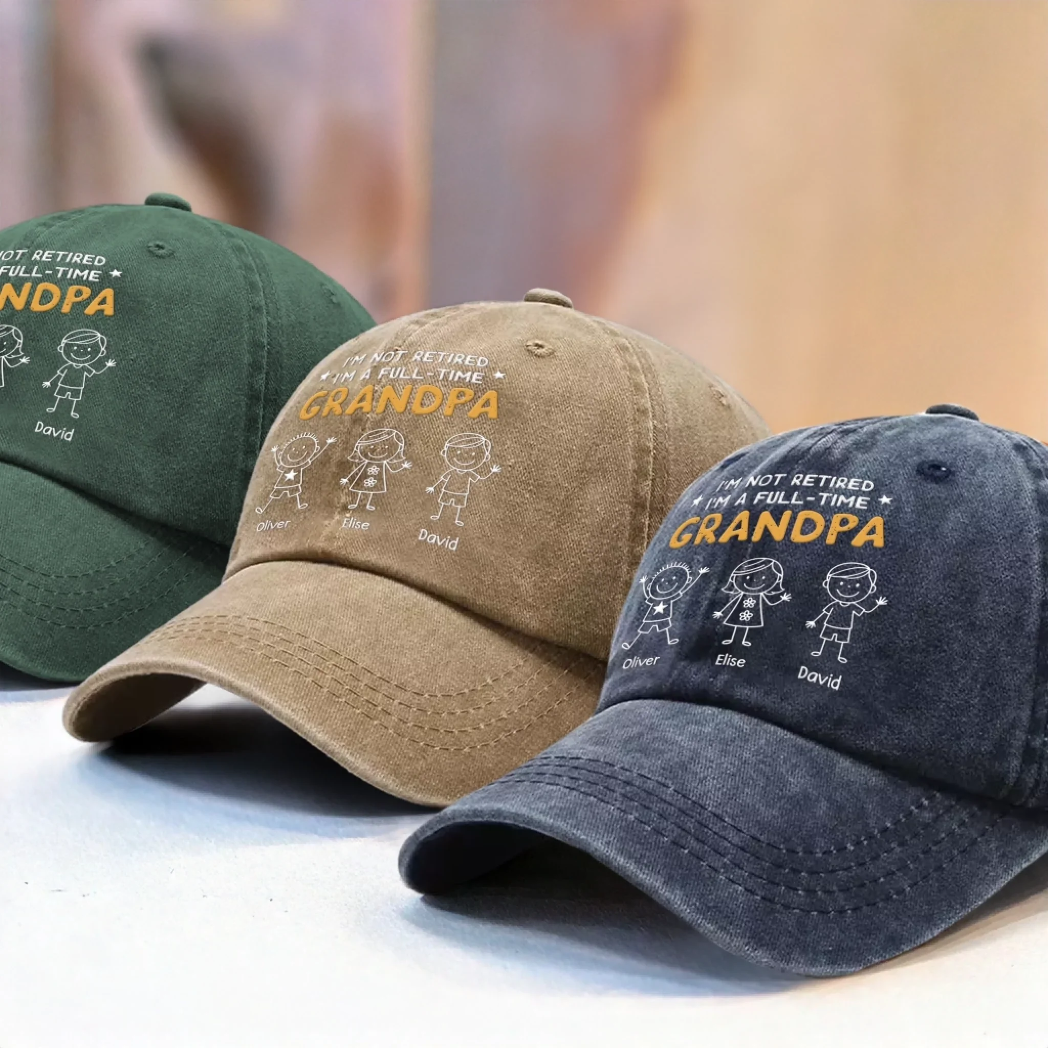 Custom Vintage Washed Denim Baseball Cap - Personalized Birthday Gifts For Dad, Grandpa - Your Love Leads Our Journey