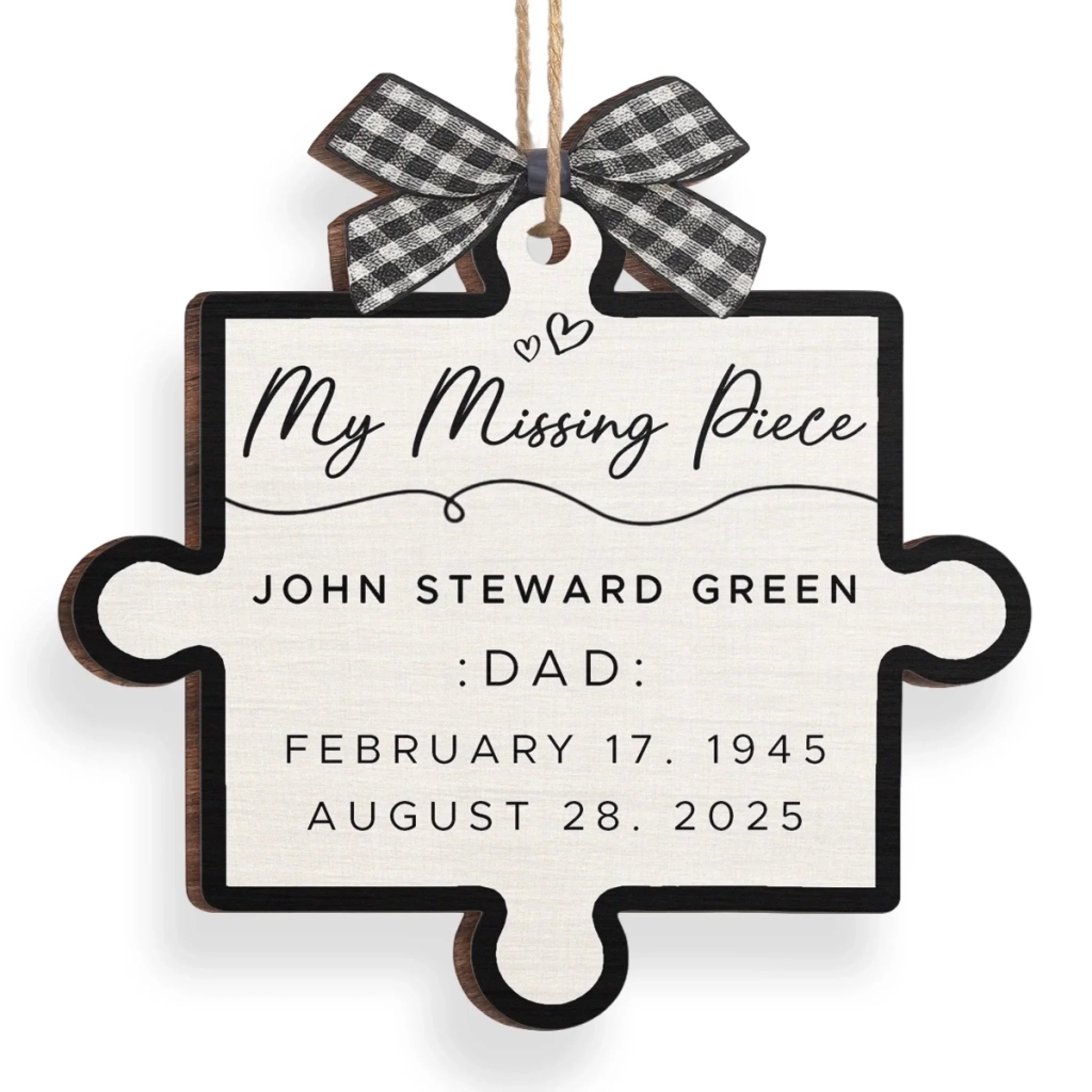 Custom Wood Ornament - Personalized Christmas Memorial Sympathy Gifts For Loss Of Mom, Dad - Our Missing Piece