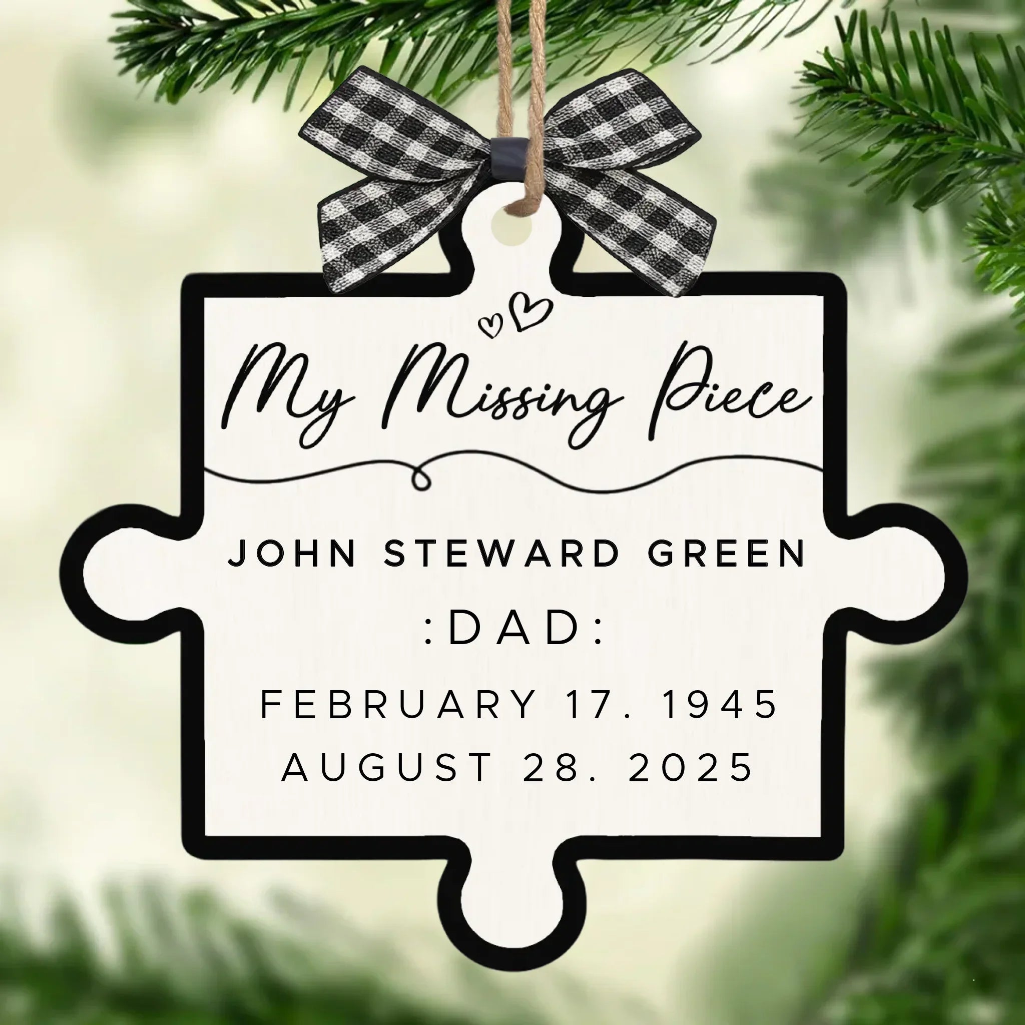 Custom Wood Ornament - Personalized Christmas Memorial Sympathy Gifts For Loss Of Mom, Dad - Our Missing Piece
