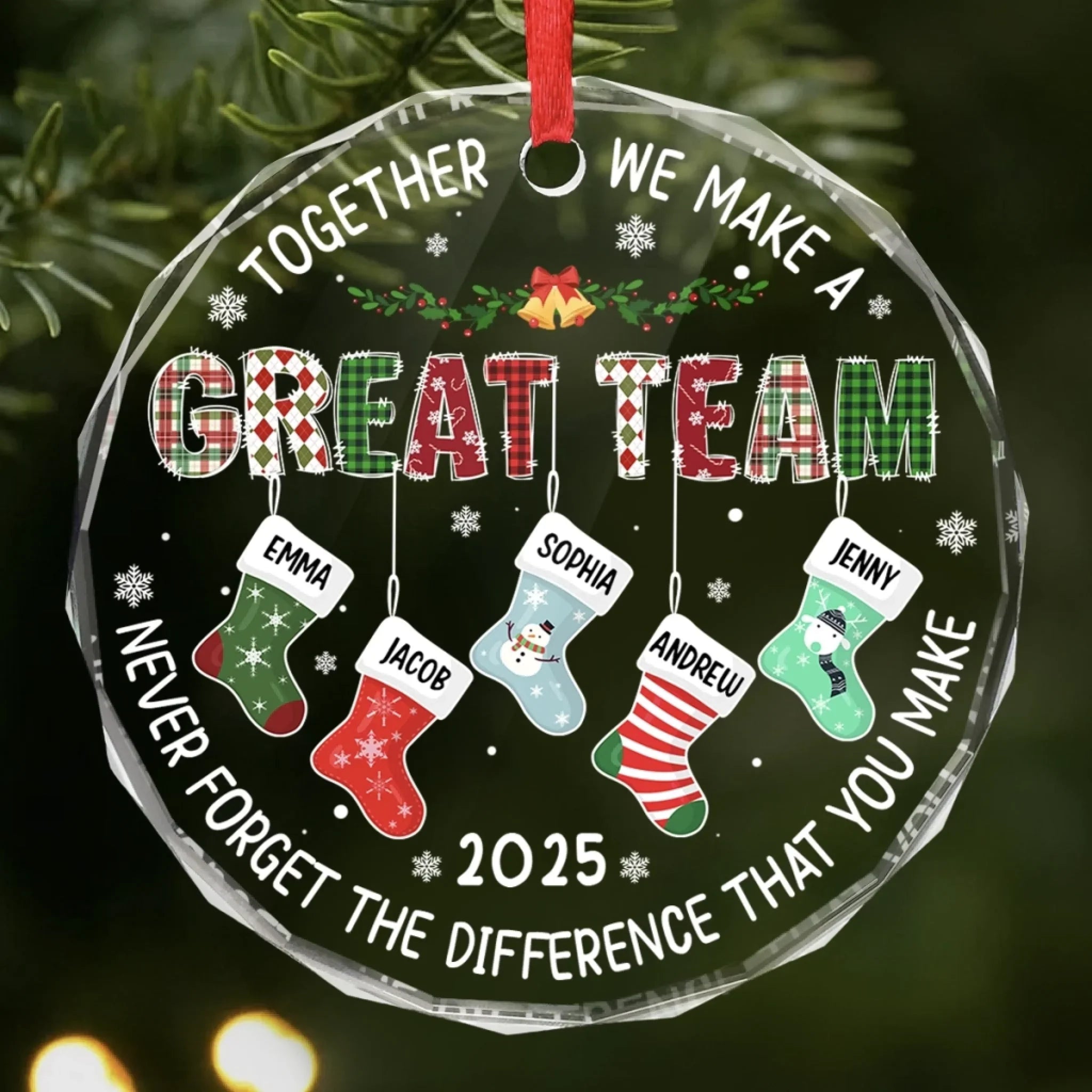 Custom Circle Glass Ornament - Personalized Christmas Birthday Gifts For Coworker, Work Bestie - Together We Make A Great Team