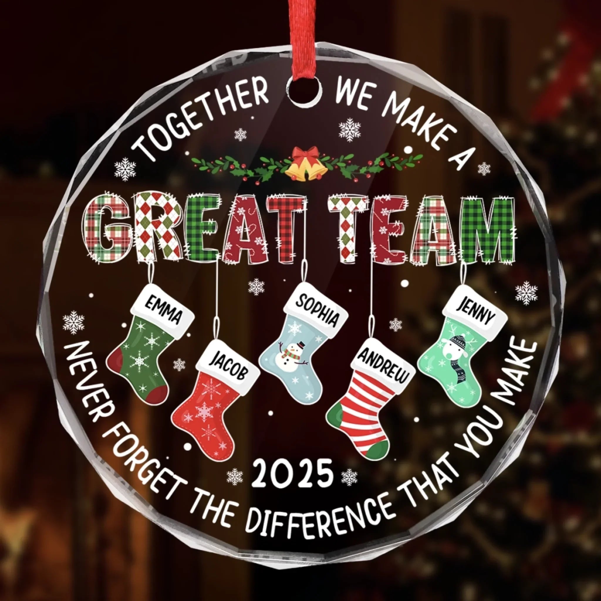 Custom Circle Glass Ornament - Personalized Christmas Birthday Gifts For Coworker, Work Bestie - Together We Make A Great Team