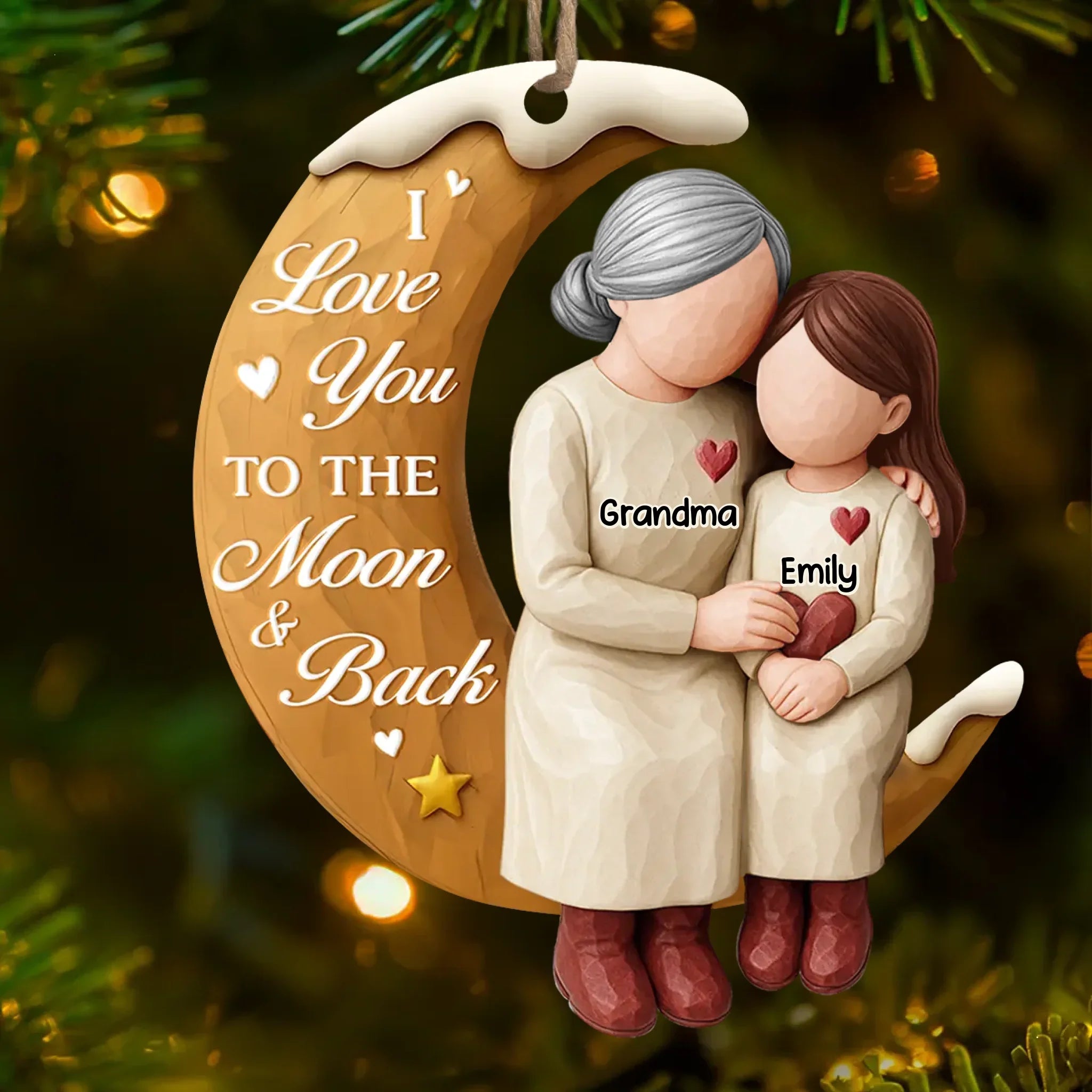 Custom Wood Ornament - Personalized Christmas Birthday Gifts For Grandma - A Heart Shaped By You