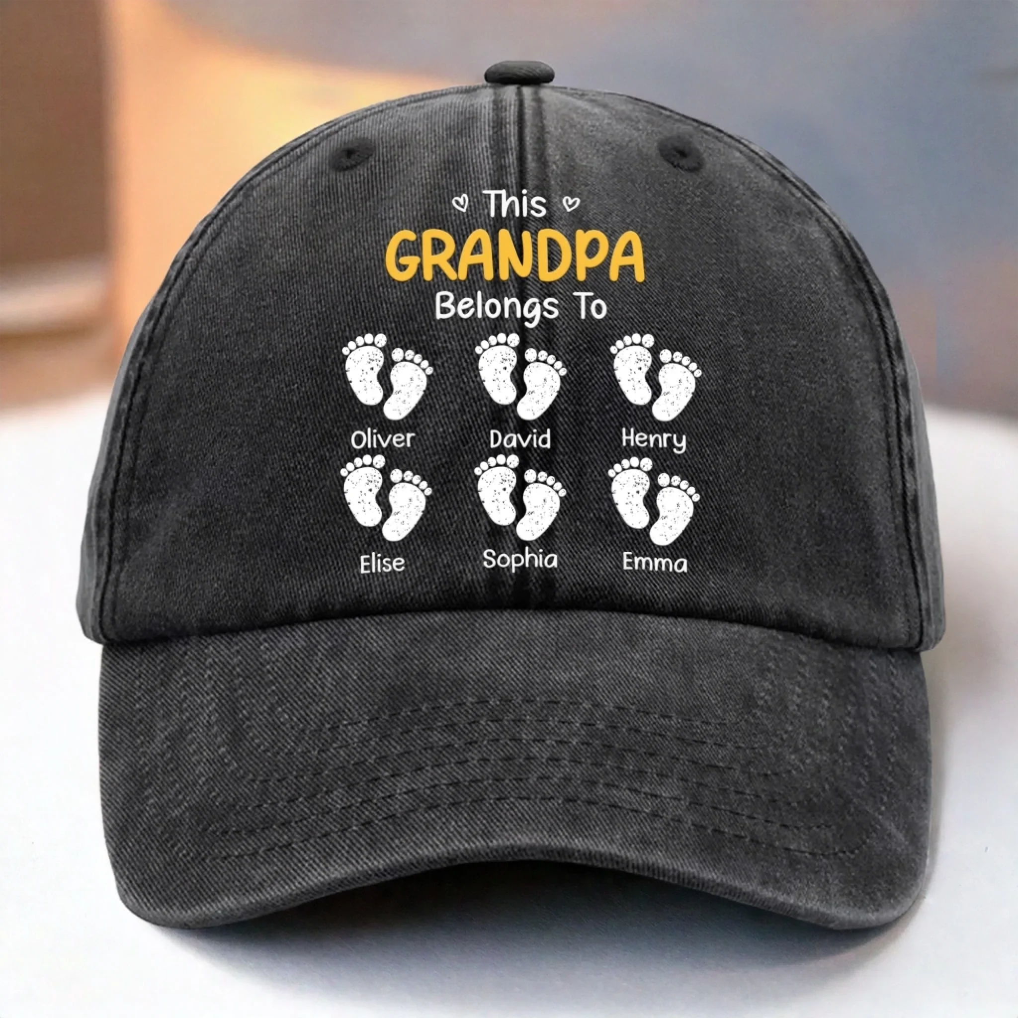 Custom Vintage Washed Denim Baseball Cap - Personalized Birthday Gifts For Dad, Grandpa - Learning Life Through Your Eyes