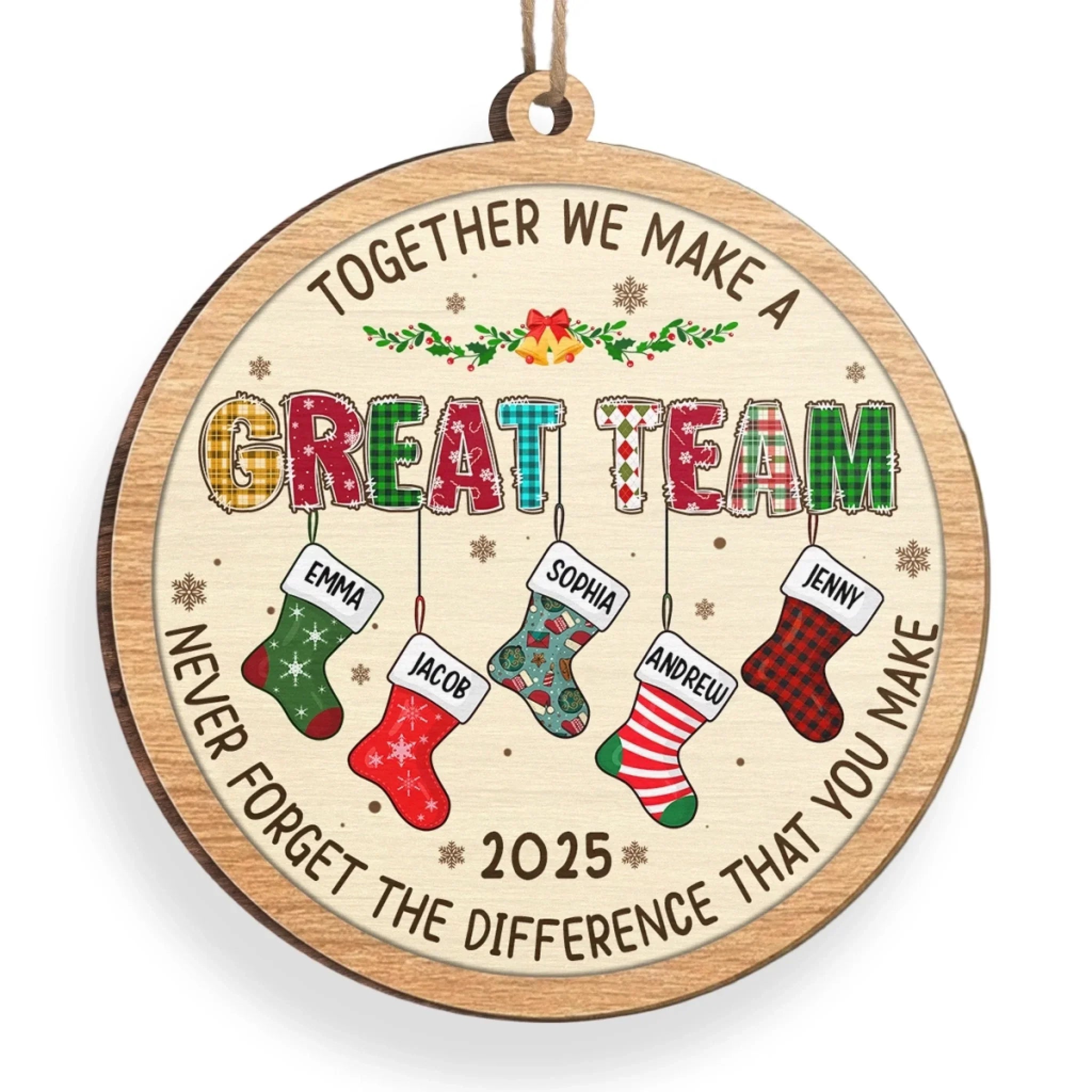 Custom Wood Ornament - Personalized Christmas Birthday Gifts For Coworker, Work Bestie - Thankful For This Teamwork