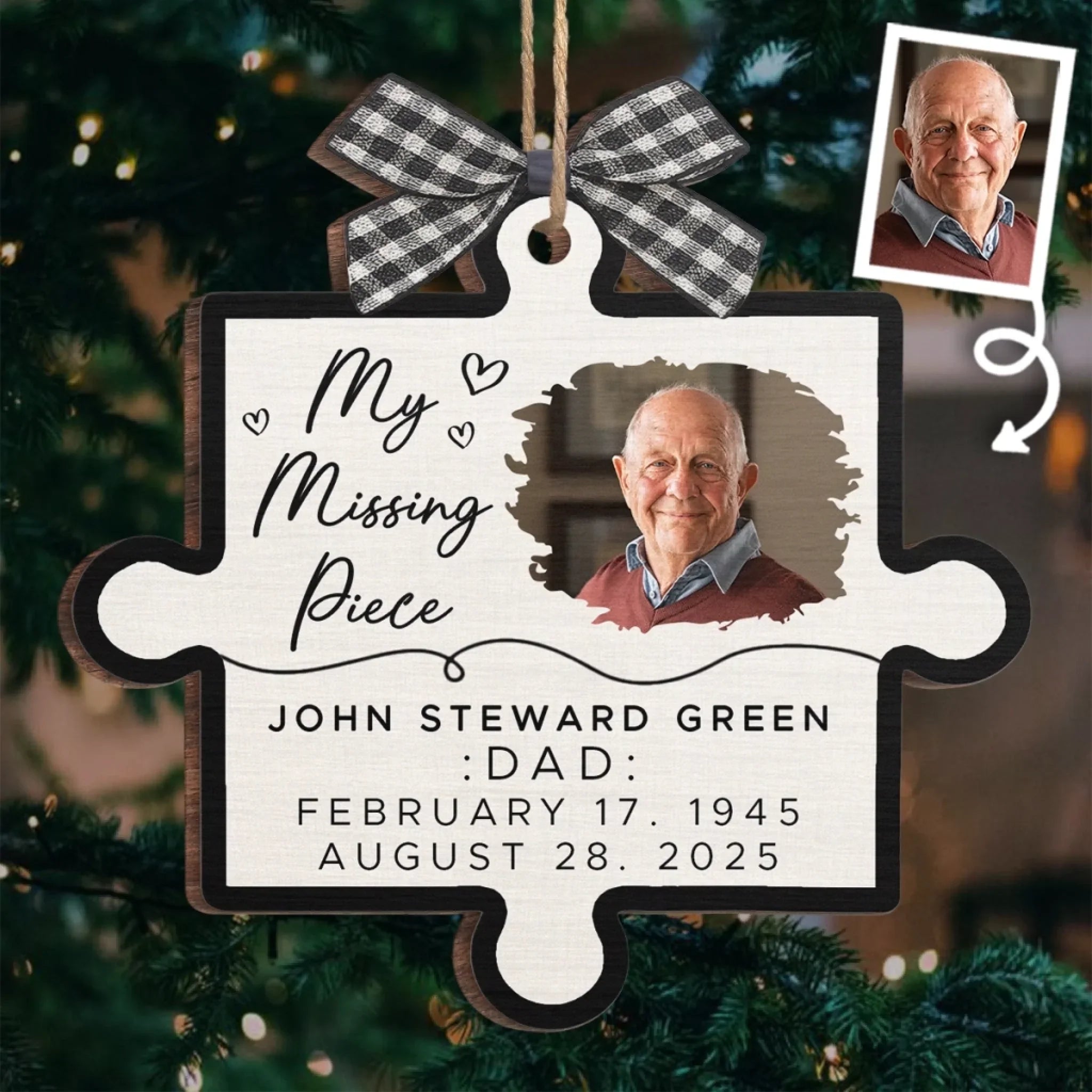 Custom Photo Wood Ornament - Personalized Christmas Memorial Sympathy Gifts For Loss Of Mom, Dad - Forever In My Heart