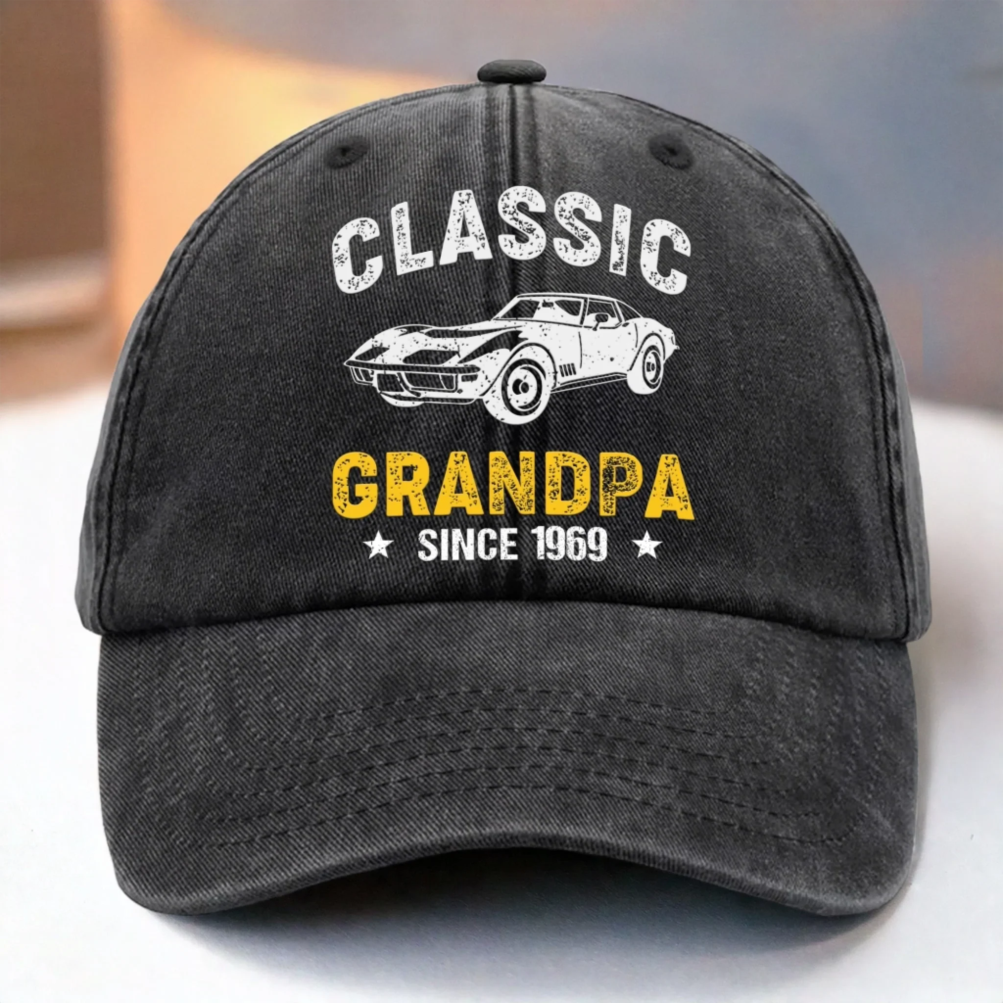 Custom Vintage Washed Denim Baseball Cap - Personalized Birthday Gifts For Dad, Grandpa - Growing Braver With You Here