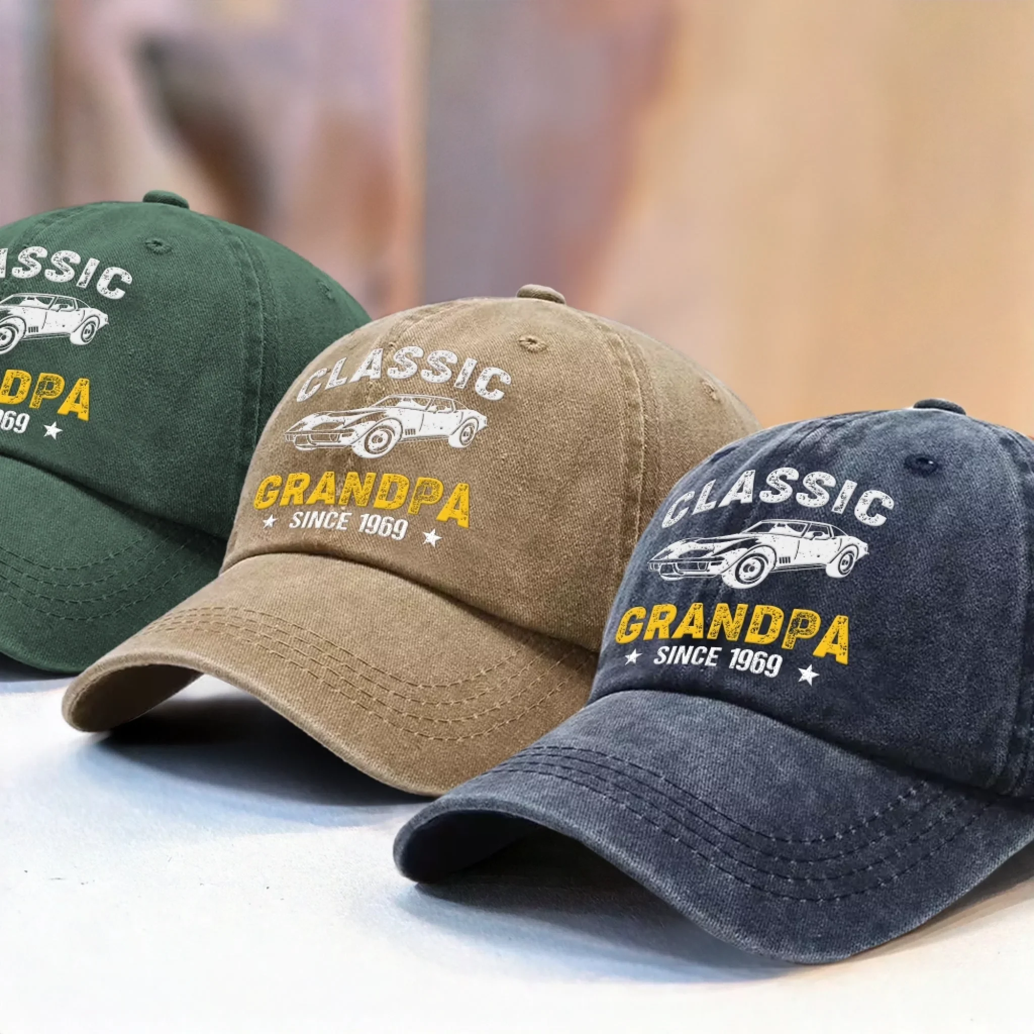 Custom Vintage Washed Denim Baseball Cap - Personalized Birthday Gifts For Dad, Grandpa - Growing Braver With You Here