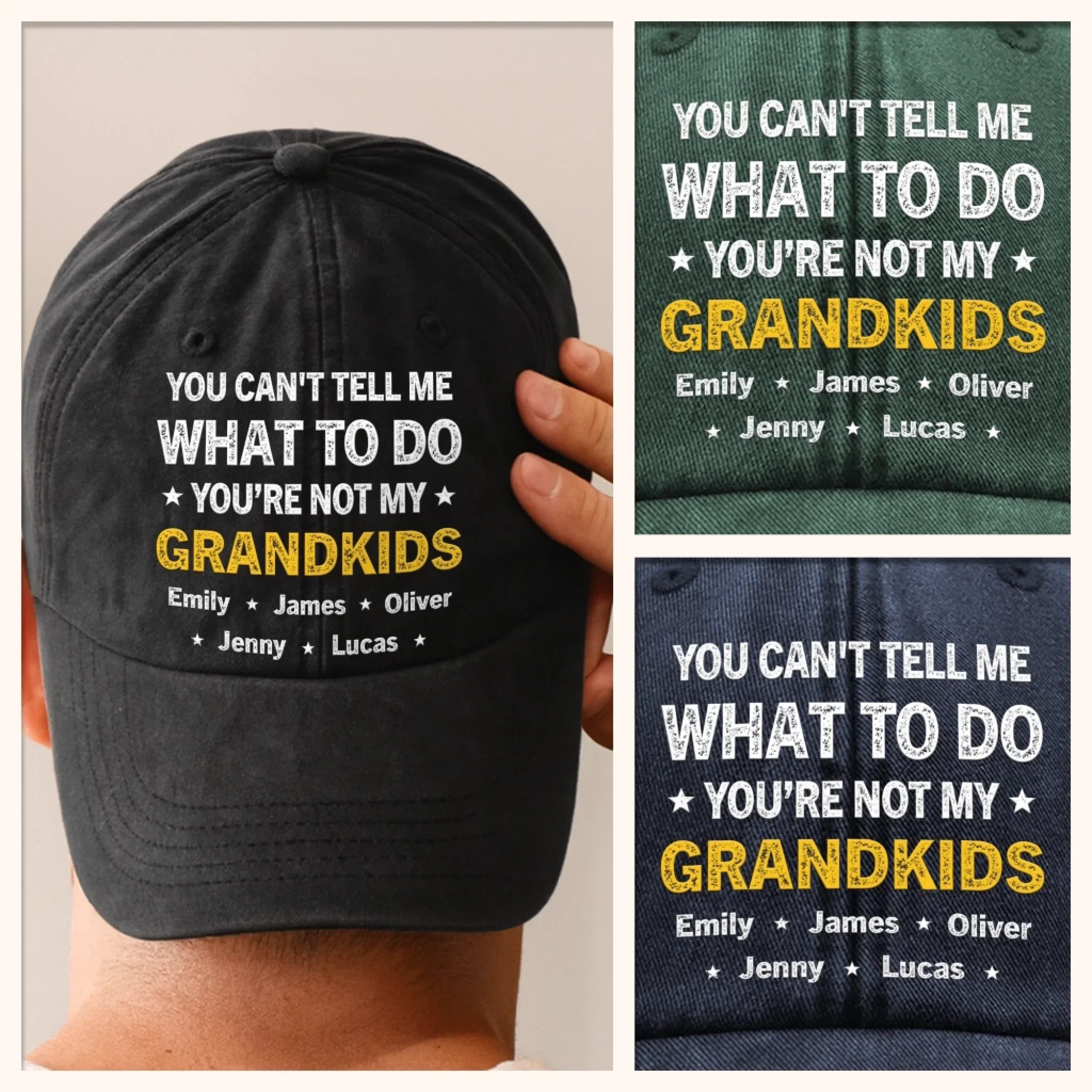Custom Vintage Washed Denim Baseball Cap - Personalized Birthday Gifts For Dad, Grandpa - Our Days Glow With You