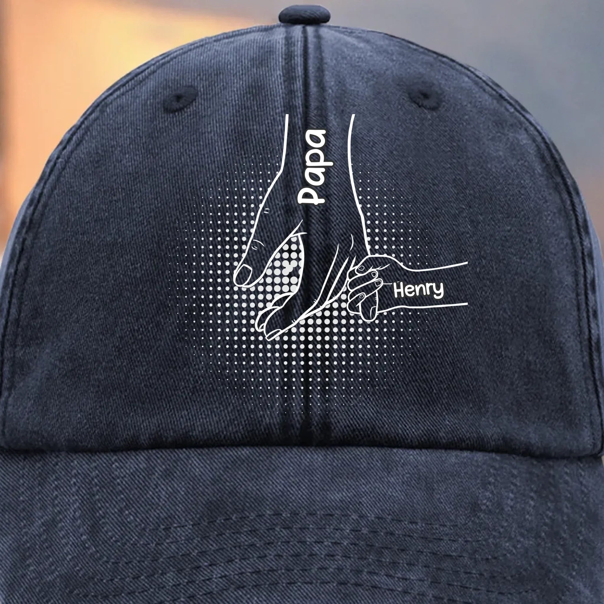Custom Vintage Washed Denim Baseball Cap - Personalized Birthday Gifts For Dad, Grandpa - We Grow Safely Beside You