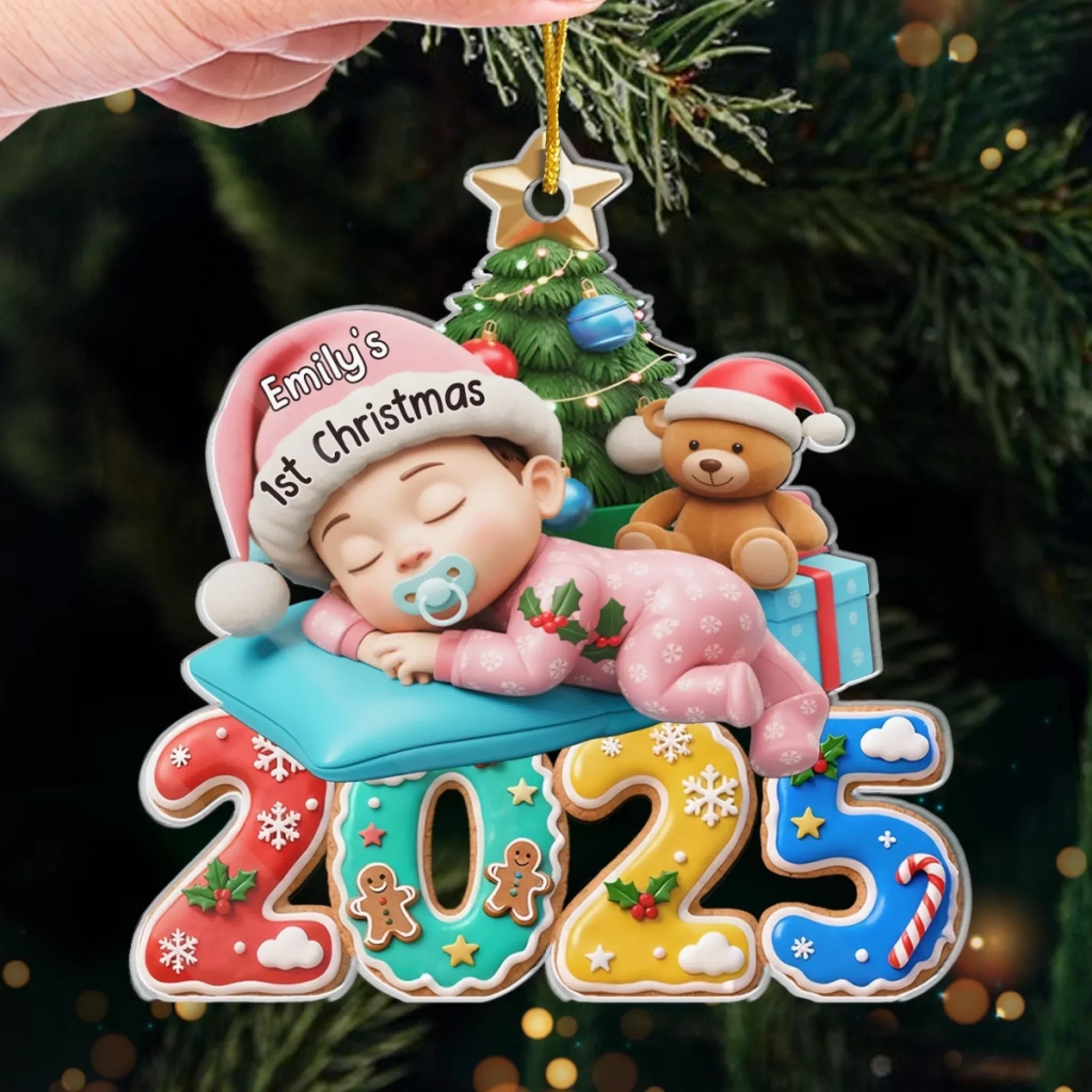 Custom First Christmas Acrylic Ornament - Personalized Christmas Baby Shower, Gender Reveal Gifts For New Moms, New Dads, New Parents - Our Greatest Blessing