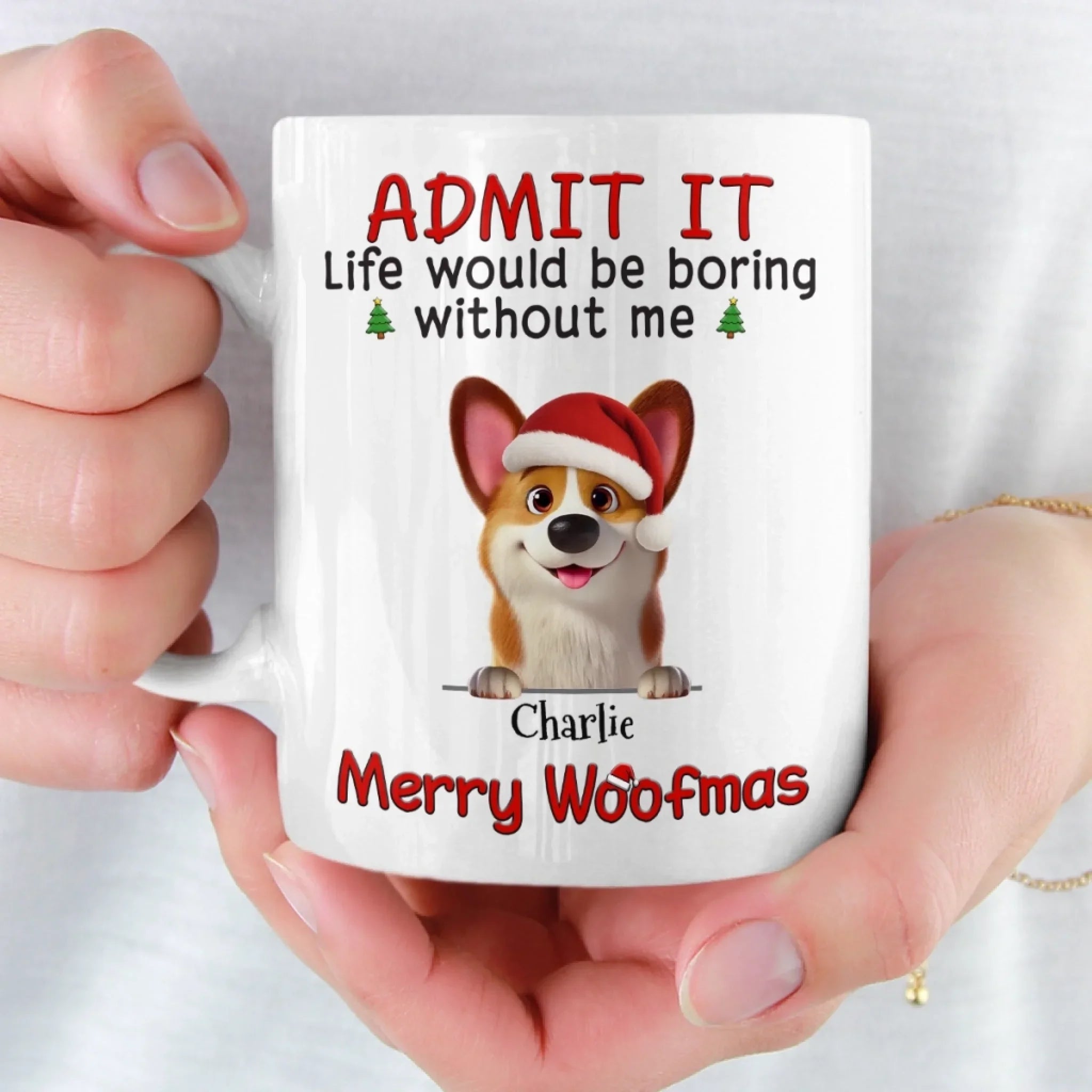 Custom Mug - Personalized Christmas Birthday Gifts For Dog Lovers, Dog Dad And Mom - Santa’s Favorite Troublemaker