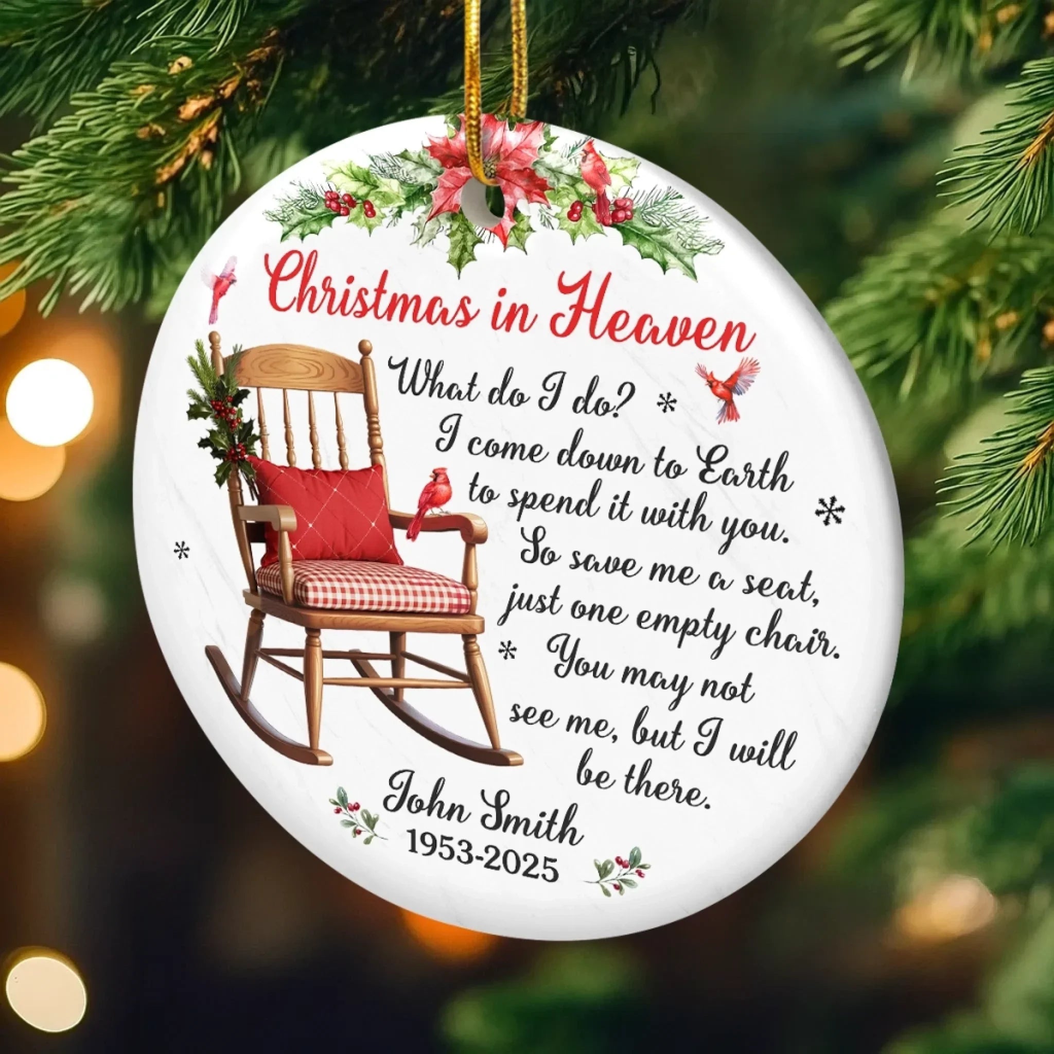 Custom Ceramic Ornament - Personalized Christmas Memorial Sympathy Gifts For Loss Of Mom, Dad - Your Spirit Shines