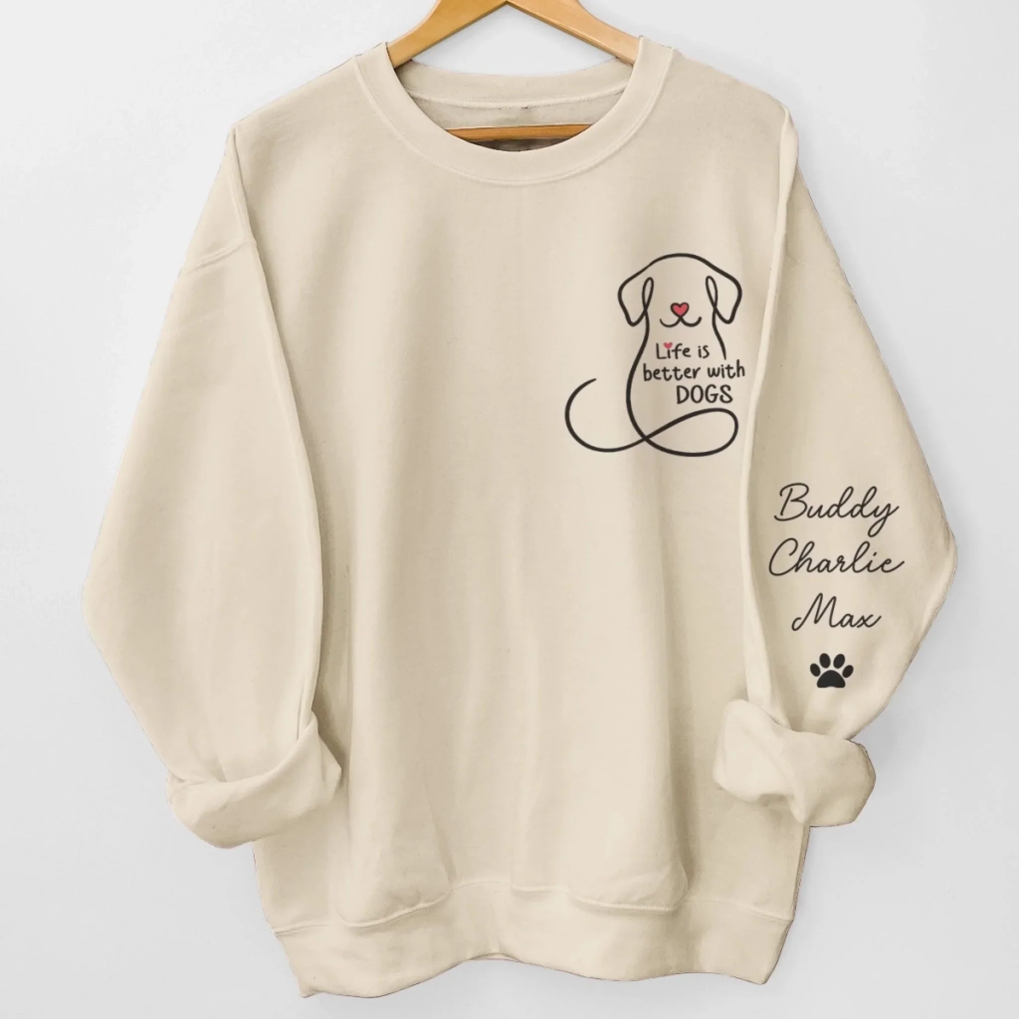 Custom Unisex Sweatshirt, Hoodie With Design On Sleeve - Personalized Christmas Birthday Gifts For Dog Lovers, Dog Dad And Mom - My Emotional Support Squad