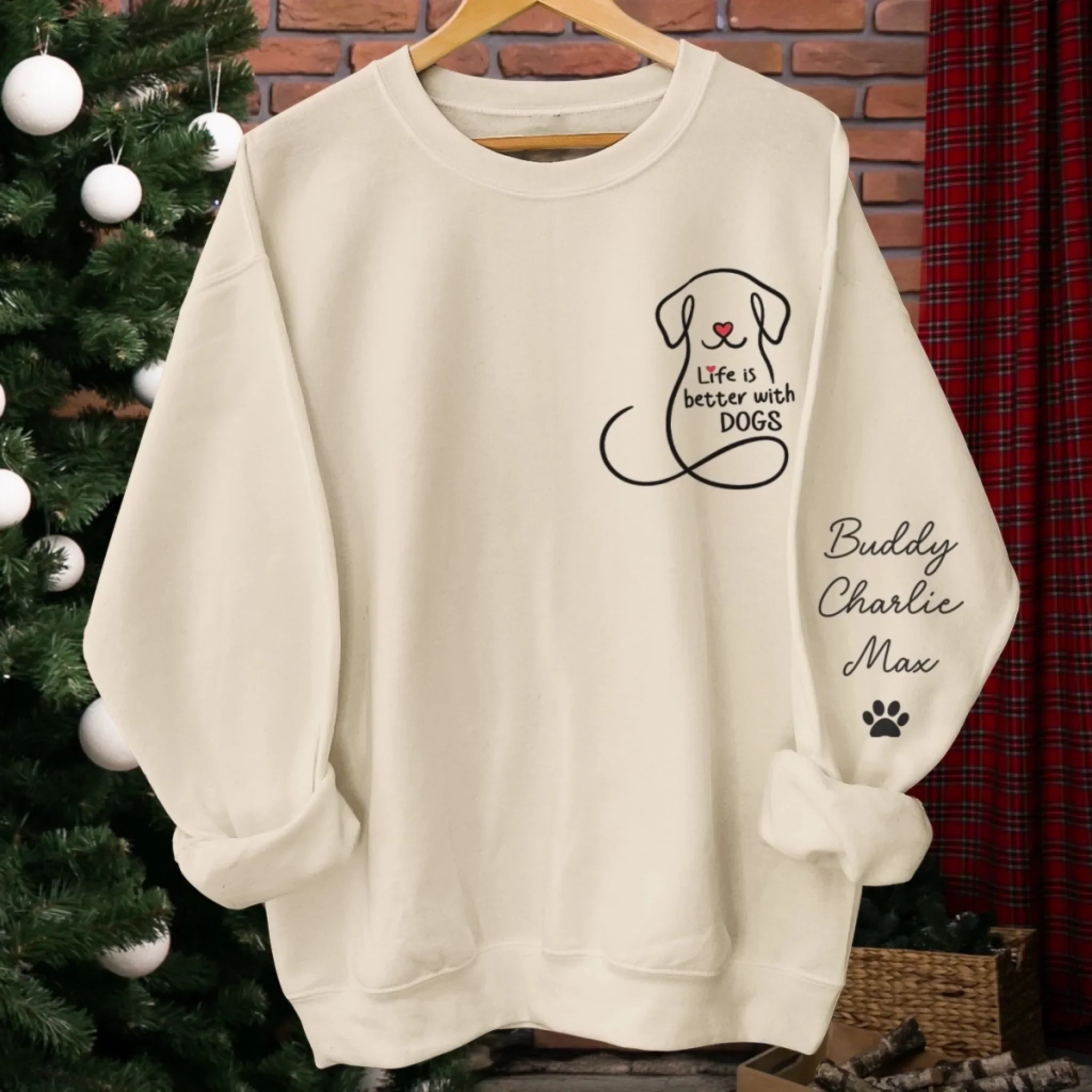 Custom Unisex Sweatshirt, Hoodie With Design On Sleeve - Personalized Christmas Birthday Gifts For Dog Lovers, Dog Dad And Mom - My Emotional Support Squad