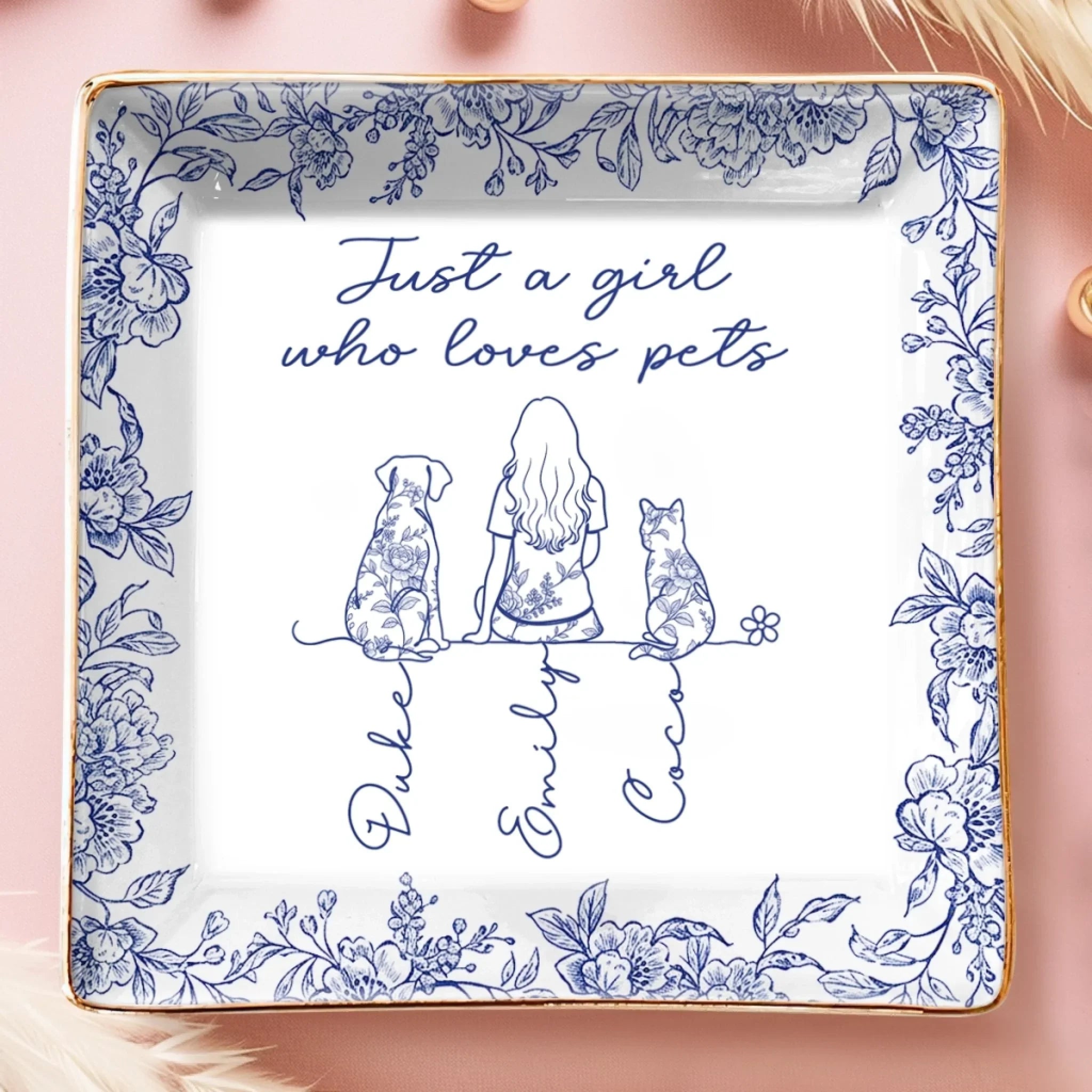 Custom Full-Print Jewelry Dish - Personalized Birthday Gifts For Dog Cat Lovers, Dog Dad And Mom, Cat Owners - Living A Life Wrapped In Pet Love