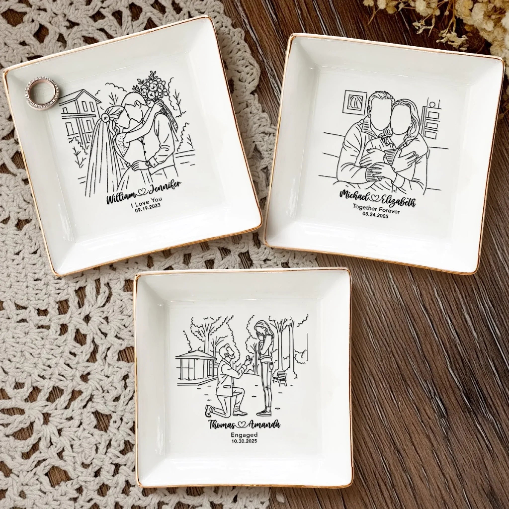 Custom Photo Jewelry Dish - Personalized Anniversary Wedding Gifts For Husband And Wife, Him And Her - Forever Choosing You
