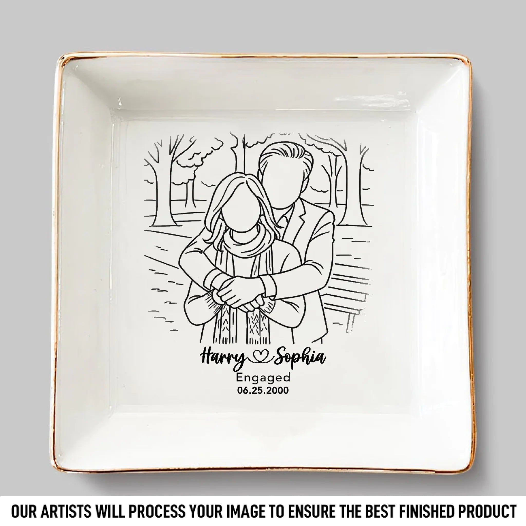 Custom Photo Jewelry Dish - Personalized Anniversary Wedding Gifts For Husband And Wife, Him And Her - Forever Choosing You