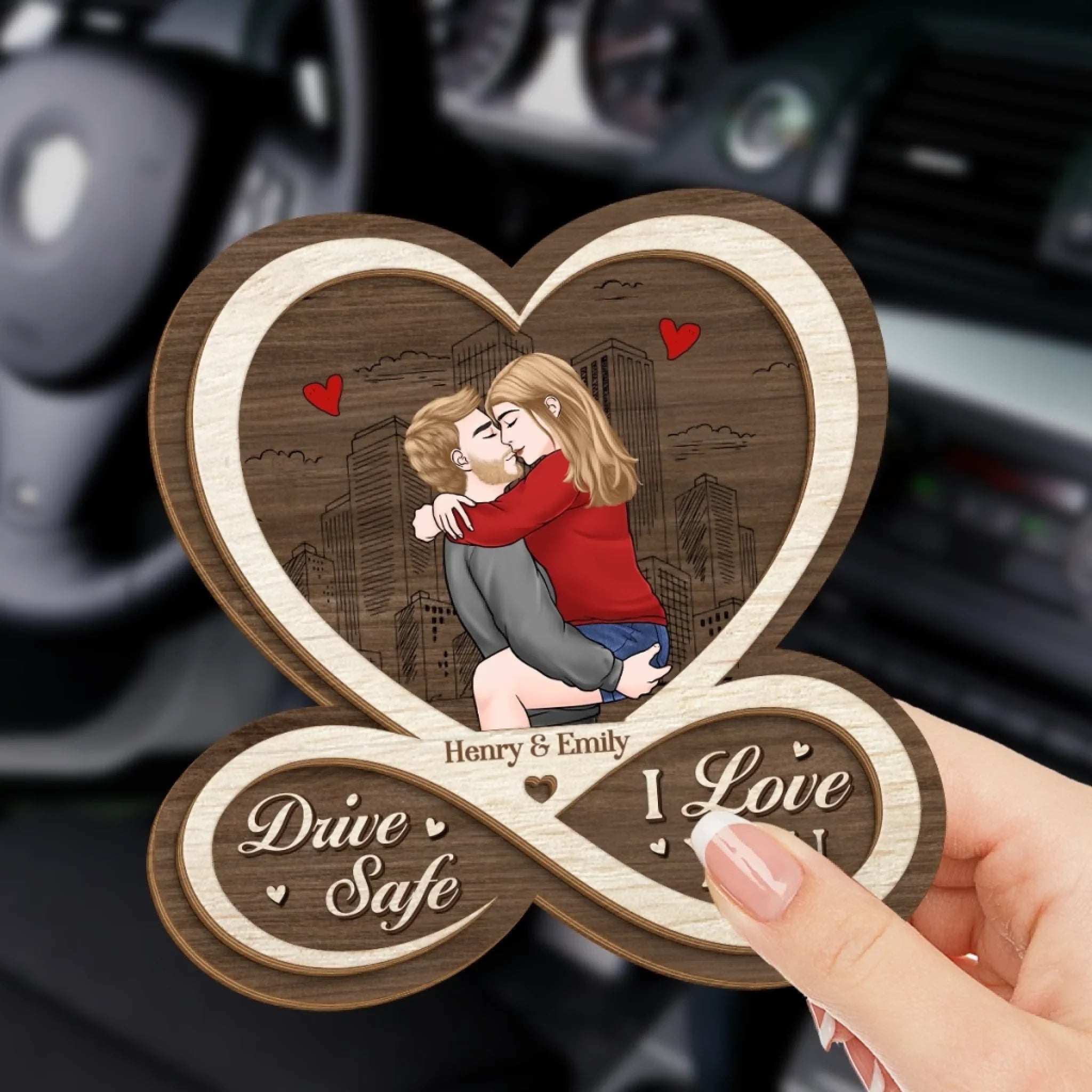 Custom Car Visor Clip - Personalized Anniversary Wedding Gifts For Husband And Wife, Him And Her - Holding On To Us